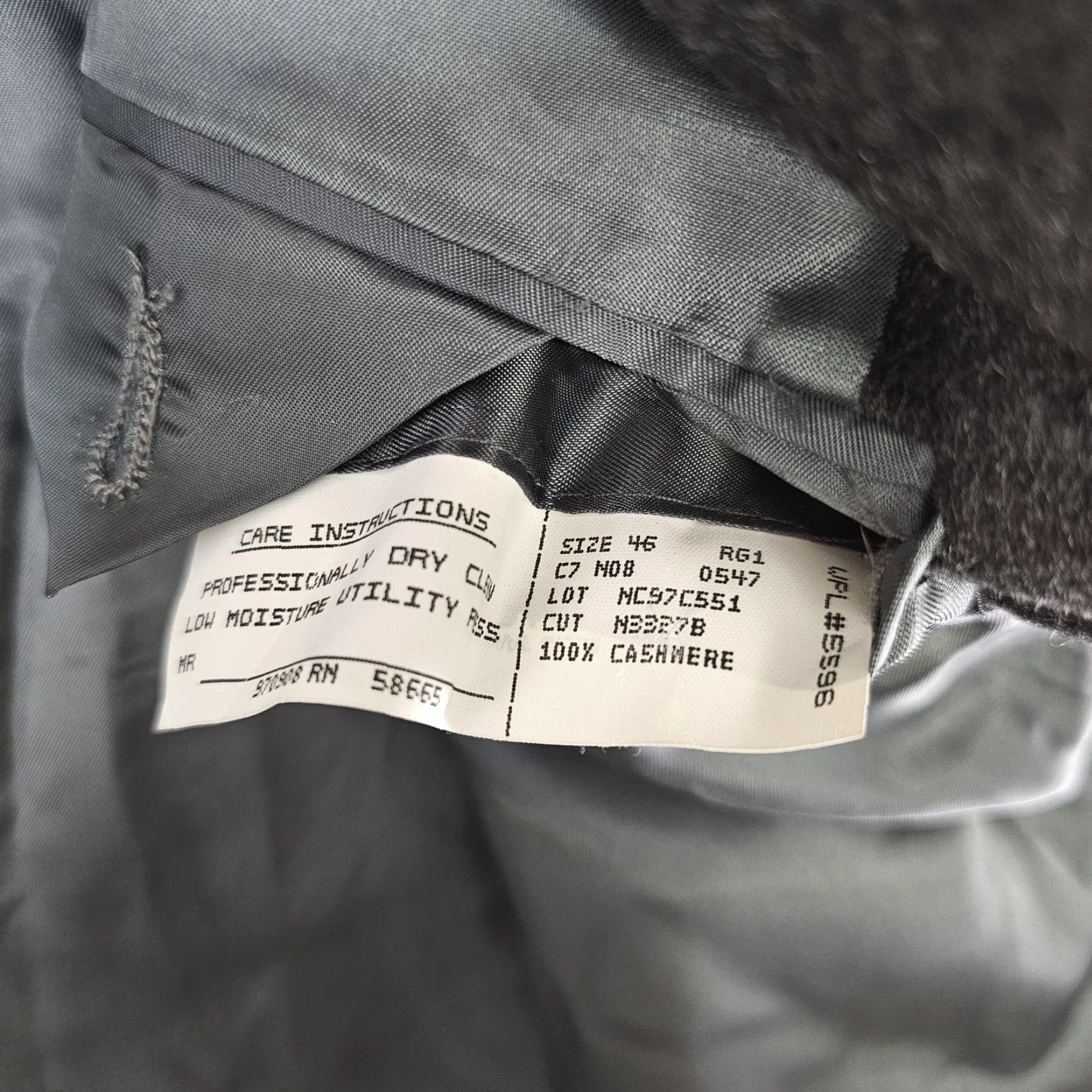 Nordstrom Loro Piana Sport Coat Mens 46 Gray 100% Cashmere Two-Button Notch Lapel Black/Charcoal Gray Solid Jacket Coat Business Formal Wedding USA Size US S / EU 44-46 / 1 - 6 Thumbnail