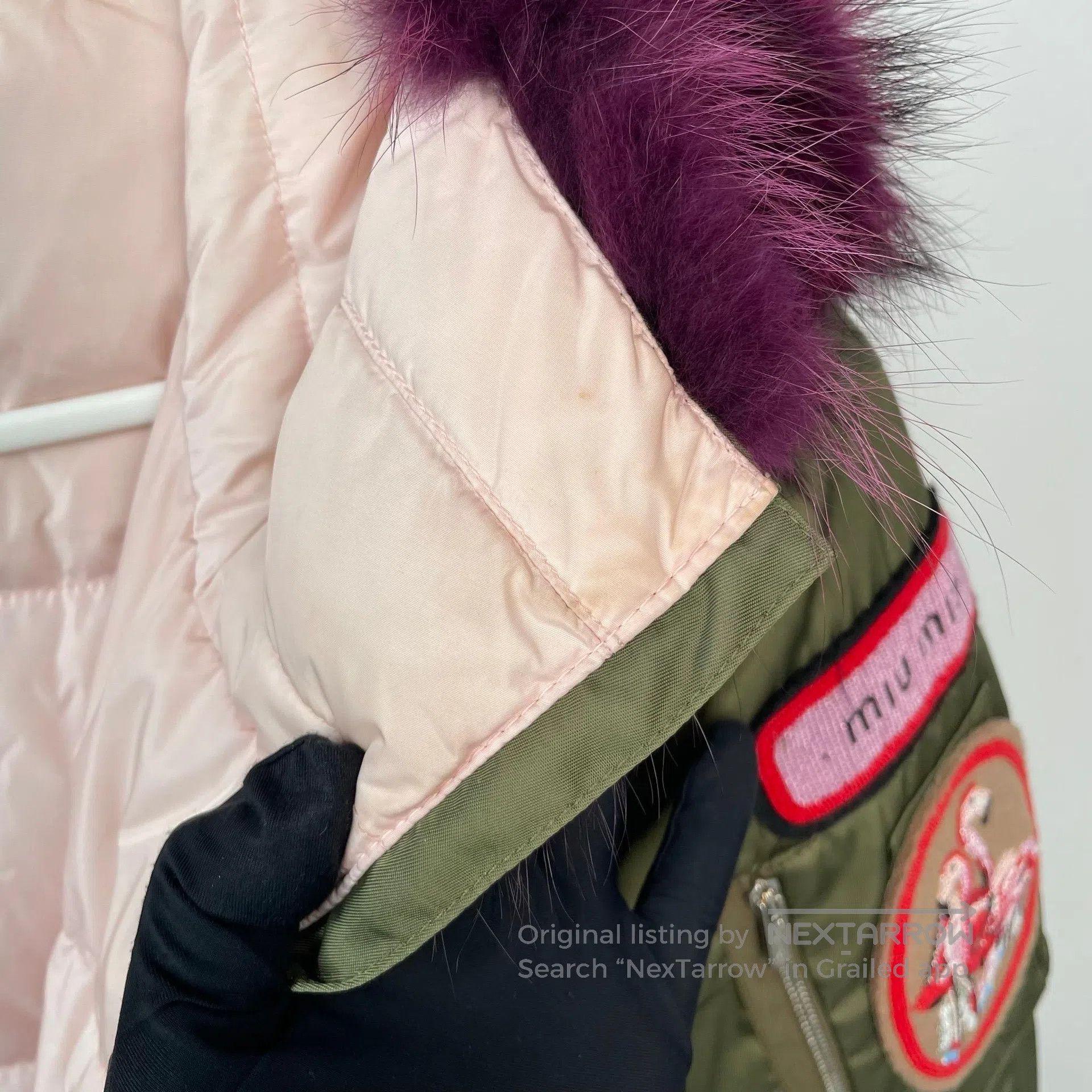 Miu Miu Miu Miu Military green badge down jacket with fur collar a Size XS / US 0-2 / IT 36-38 - 6 Thumbnail