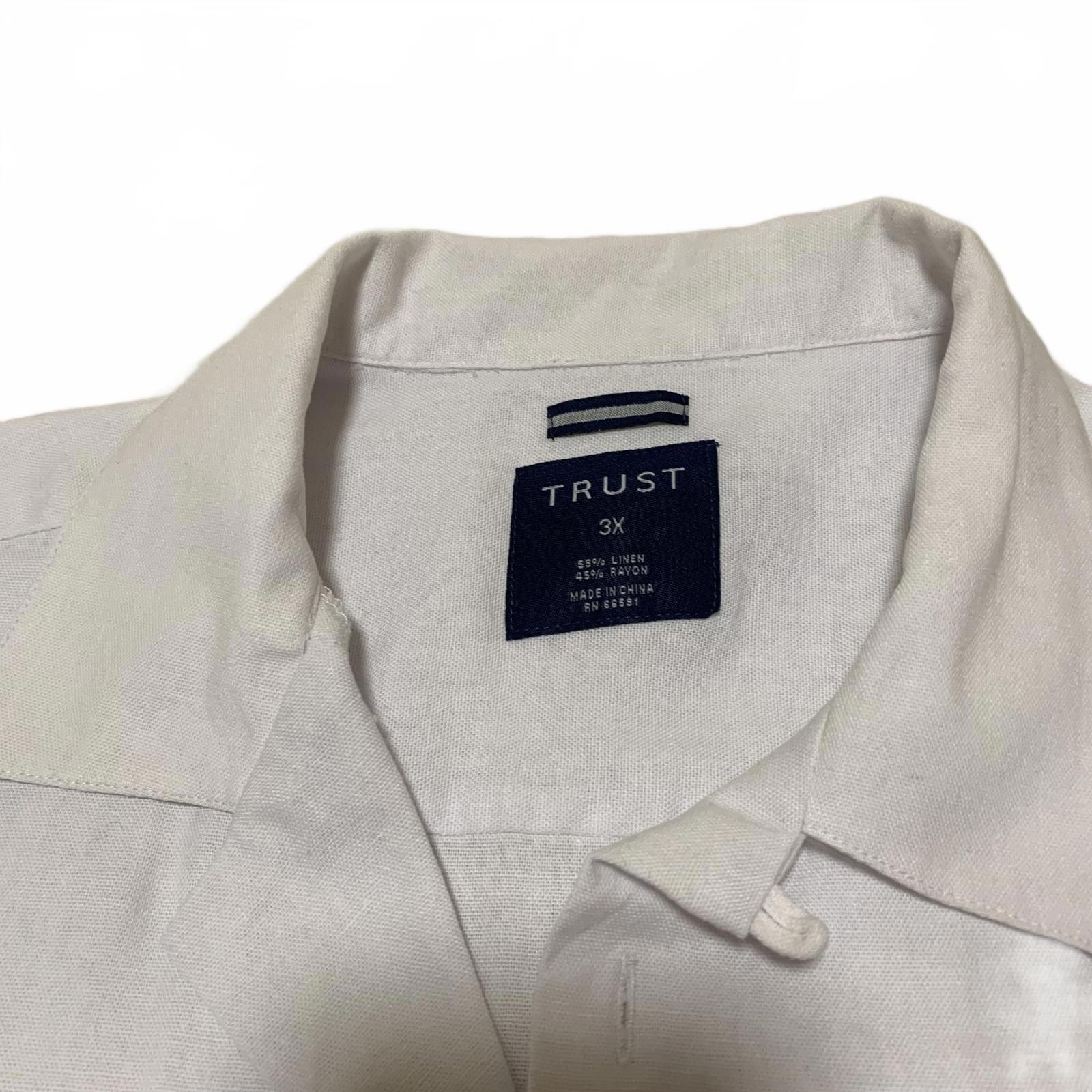 Trussardi Vtg 90s Trust Men's 3X White Linen Rayon Beach Shirt Size US XXL / EU 58 / 5 - 4 Thumbnail