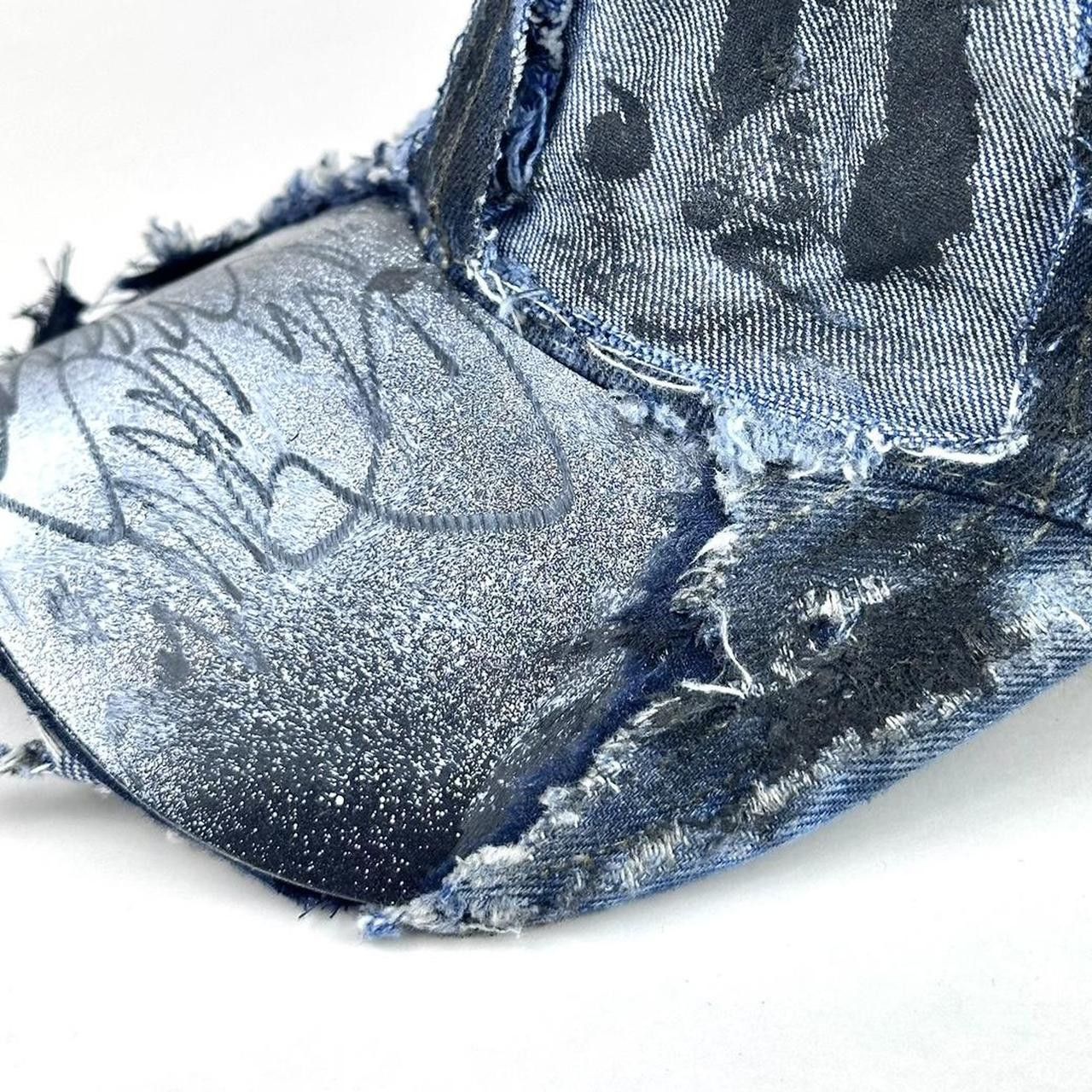 Other ASTROBOI* Shredded Blue Distressed Denim Hat Size ONE SIZE - 5 Thumbnail