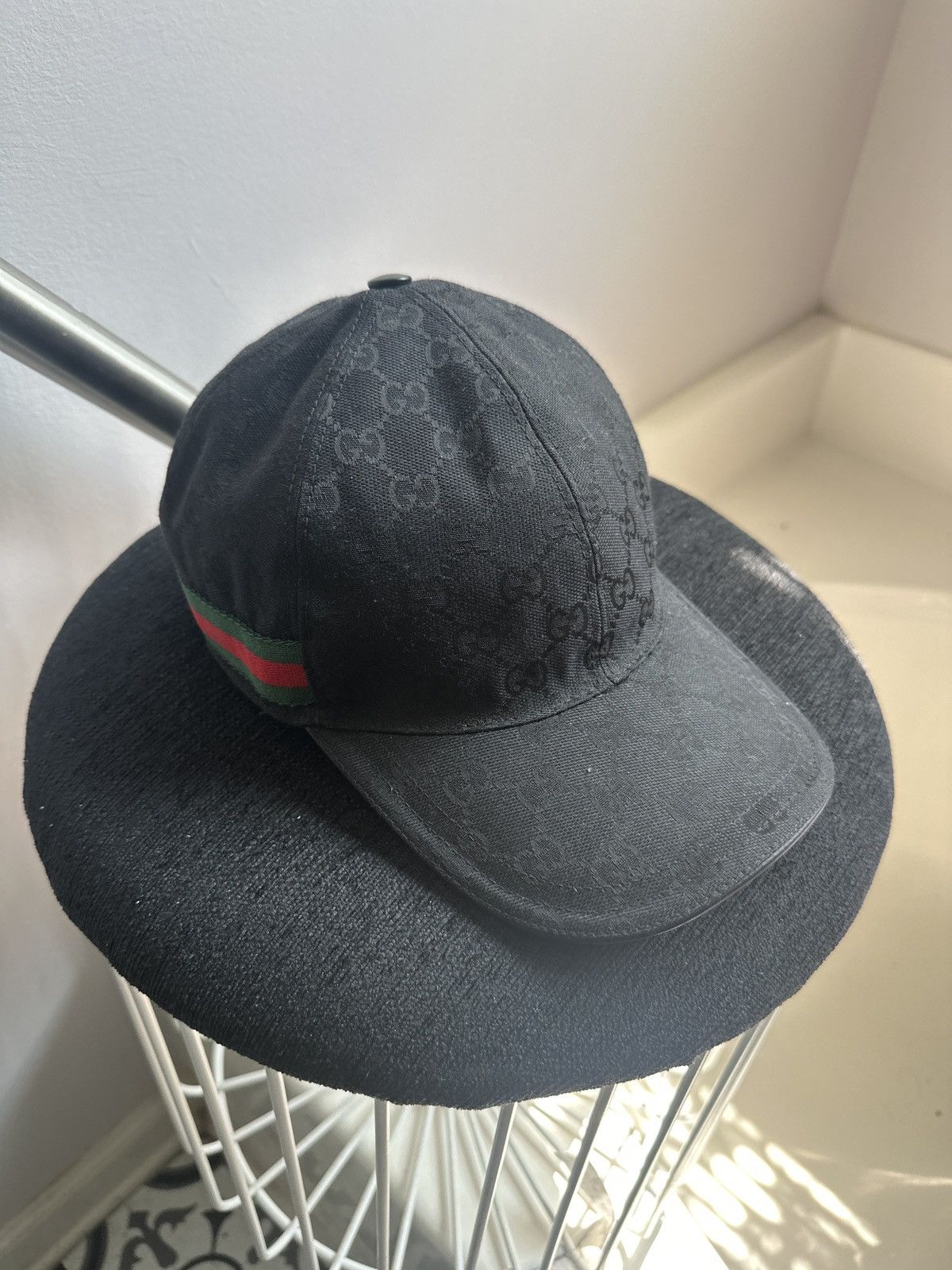Designer × Gucci ORIGINAL GG CANVAS BASEBALL HAT WITH WEB Size ONE SIZE - 9 Thumbnail