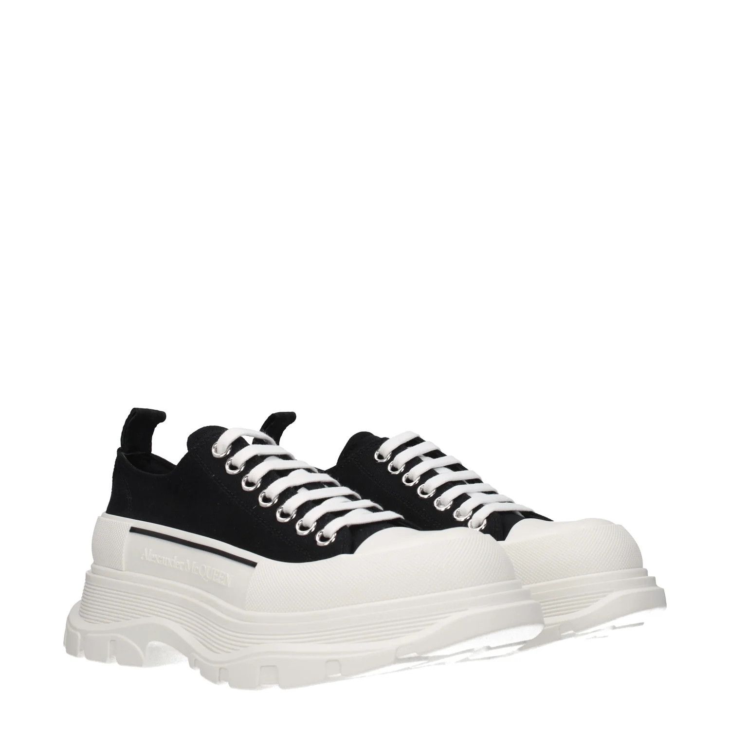 Alexander McQueen ob1o1e0225 Fabric Low-Top Sneakers in Black White Size US 7 / EU 40 - 2 Thumbnail