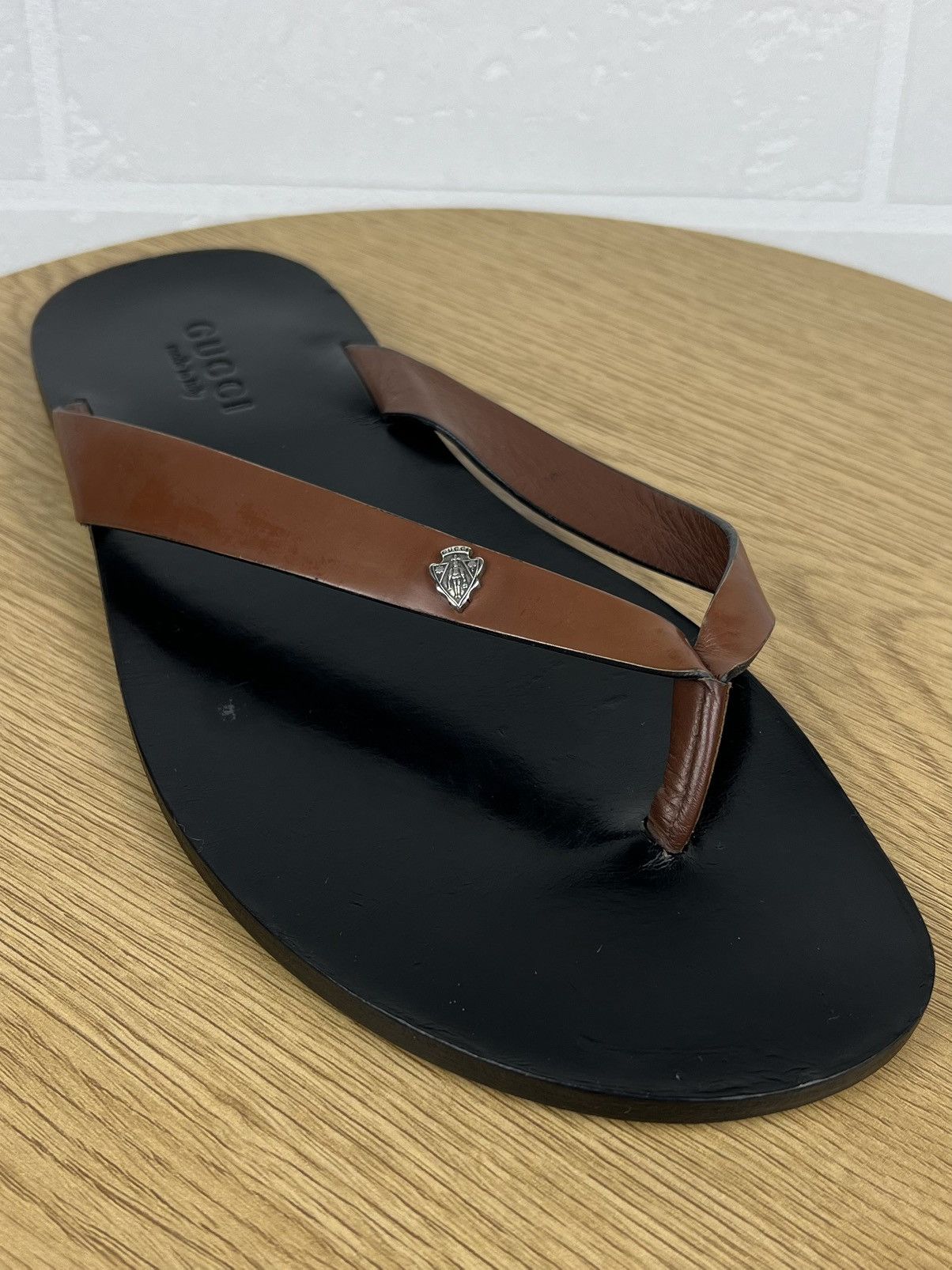 Gucci GUCCI Sandals Leather Flip Flop Shoes Metal Logo Black Men’s Size US 8.5 / EU 41-42 - 2 Thumbnail