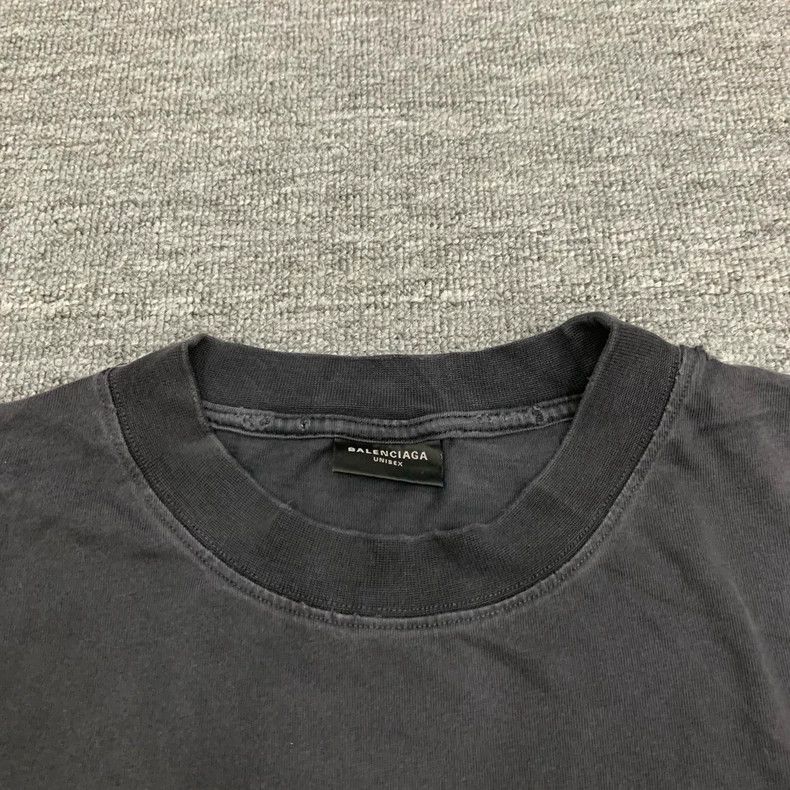Balenciaga Balenciaga Black Washed Old 3 B Dissolved LOGO Short Sleev Size US XL / EU 56 / 4 - 9 Thumbnail
