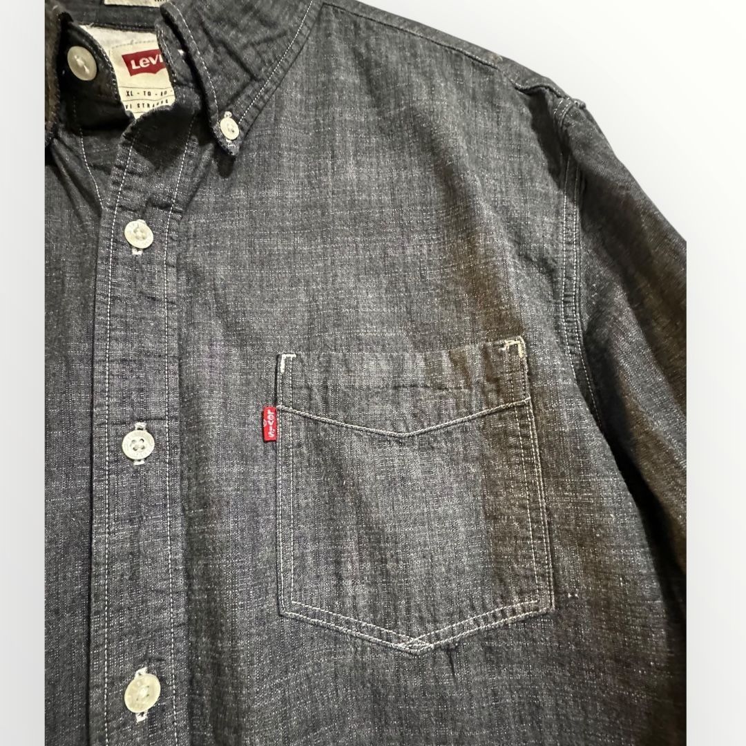 Levi's Levi’s Men’s Button Down Shirt XL Black Gray Chambray Long S Size US XL / EU 56 / 4 - 8 Thumbnail