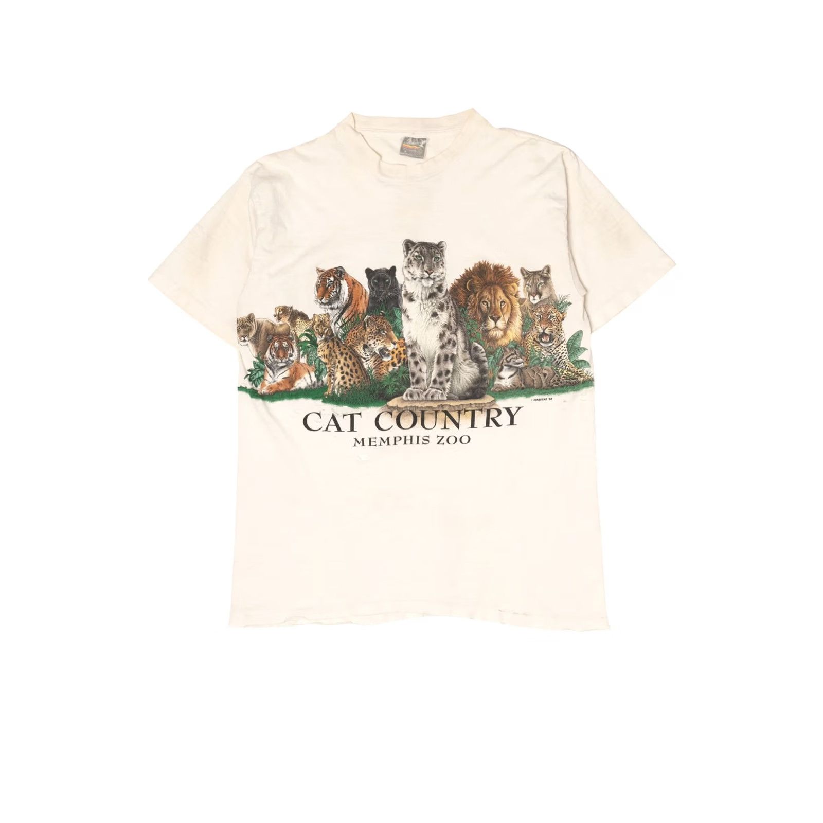 Vintage VINTAGE Skimmers T-Shirt White Short Sleeve Large Unisex Adults 1990s Thrashed Cat Country Memphis Zoo Big Cats Wrap Around Men Womens Boys Girls Size US L / EU 52-54 / 3 - 2 Thumbnail