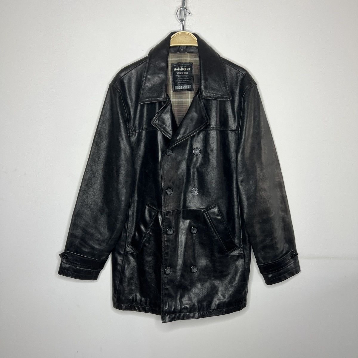 Vintage Vintage Heavy Genuine Leather Coat Double Breasted Black 90s Size US M / EU 48-50 / 2 - 1 Thumbnail