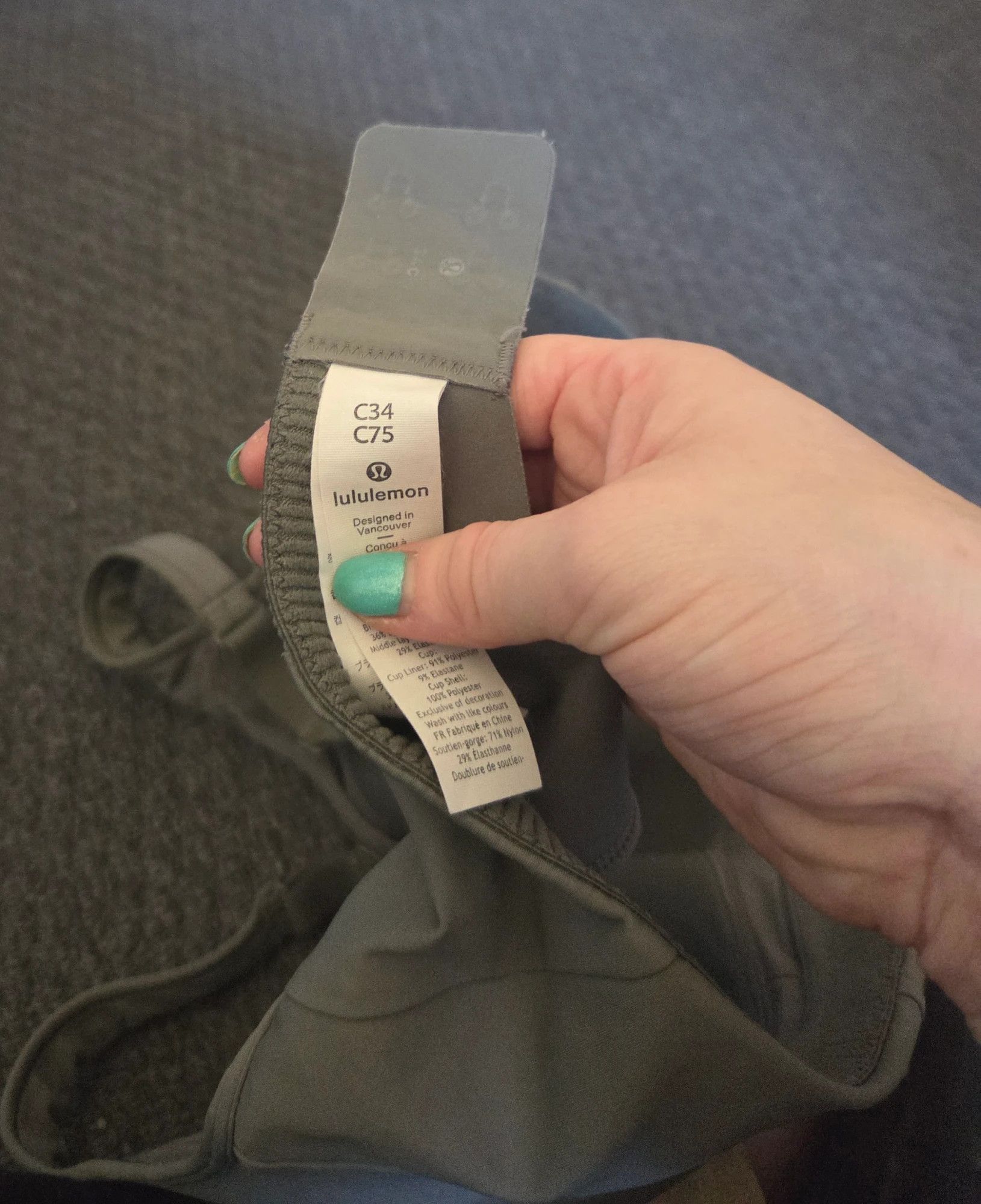 Lululemon Lululemon Light Grey Padded Sports Bra 34C Hook & Eye Medium Support Size ONE SIZE - 3 Thumbnail