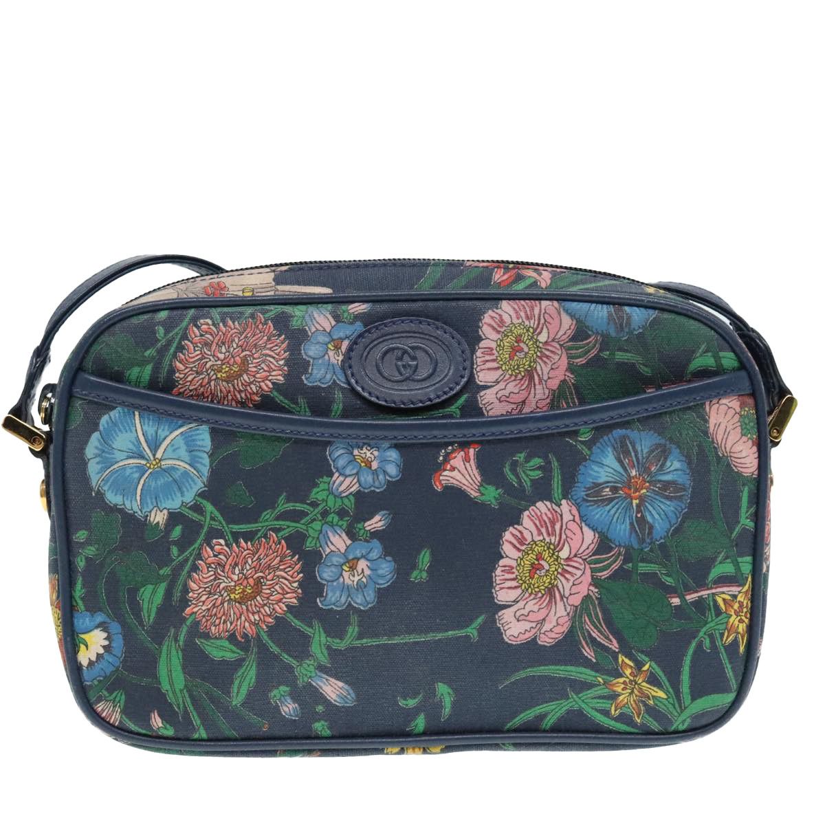 Gucci Gg Flora Navy Canvas Shoulder Bag (Pre-Owned) Size ONE SIZE - 1 Thumbnail