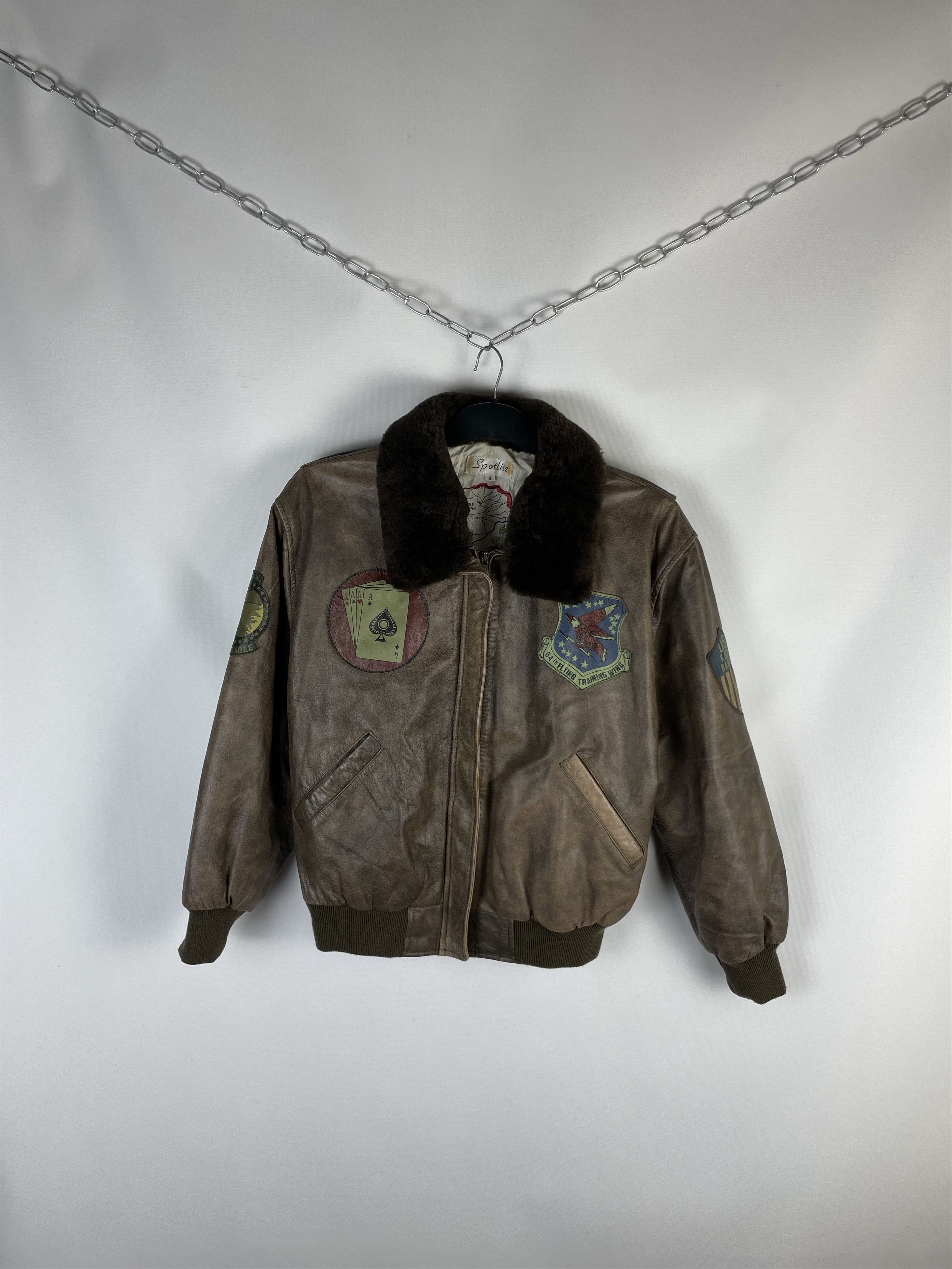 RARE!!! Vintage USA Air Force Army US style Leather Jacket