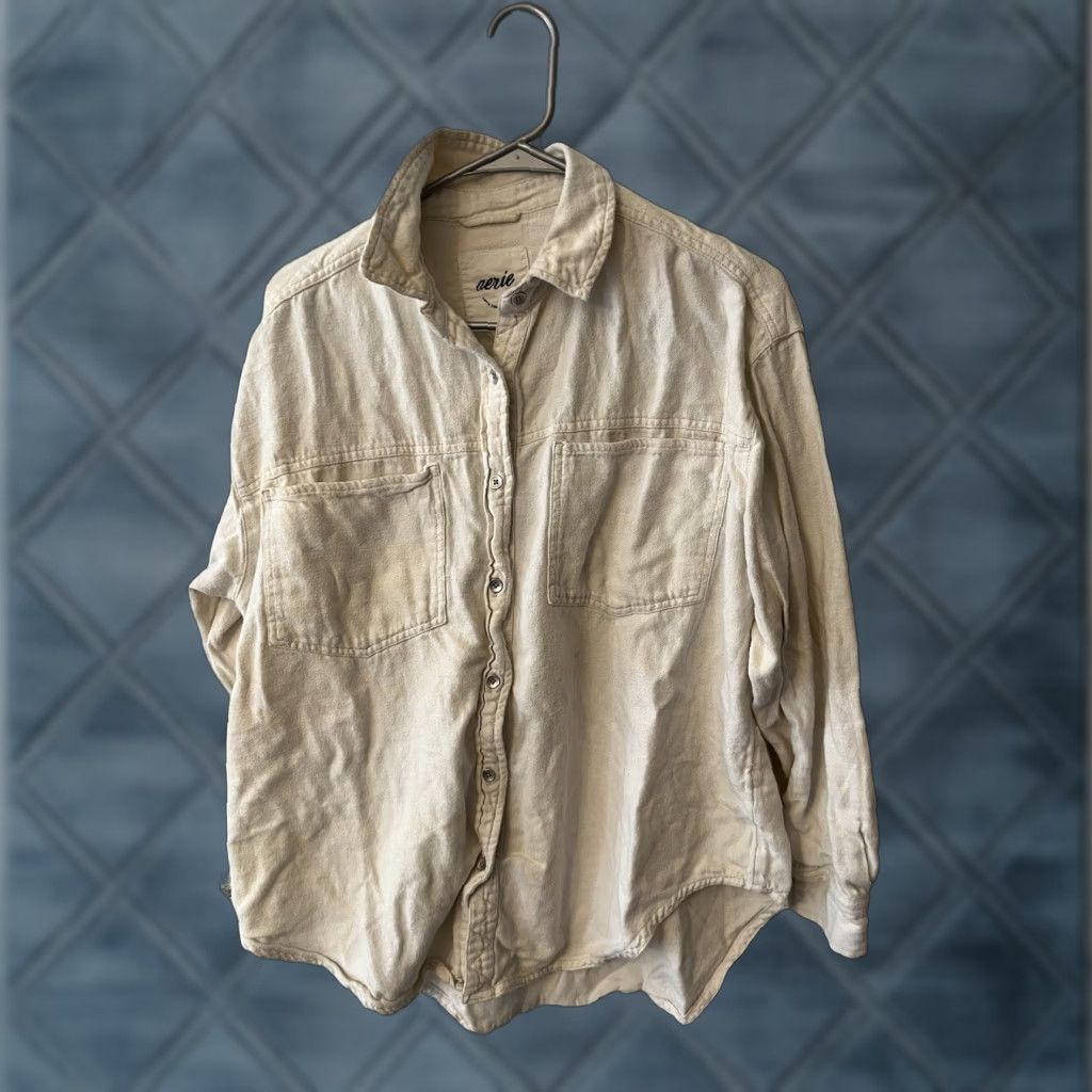 Vintage Aerie Womens Button-Up Shirt Ivory Long Sleeve Front Pocket Size S Size S / US 4 / IT 40 - 1 Thumbnail