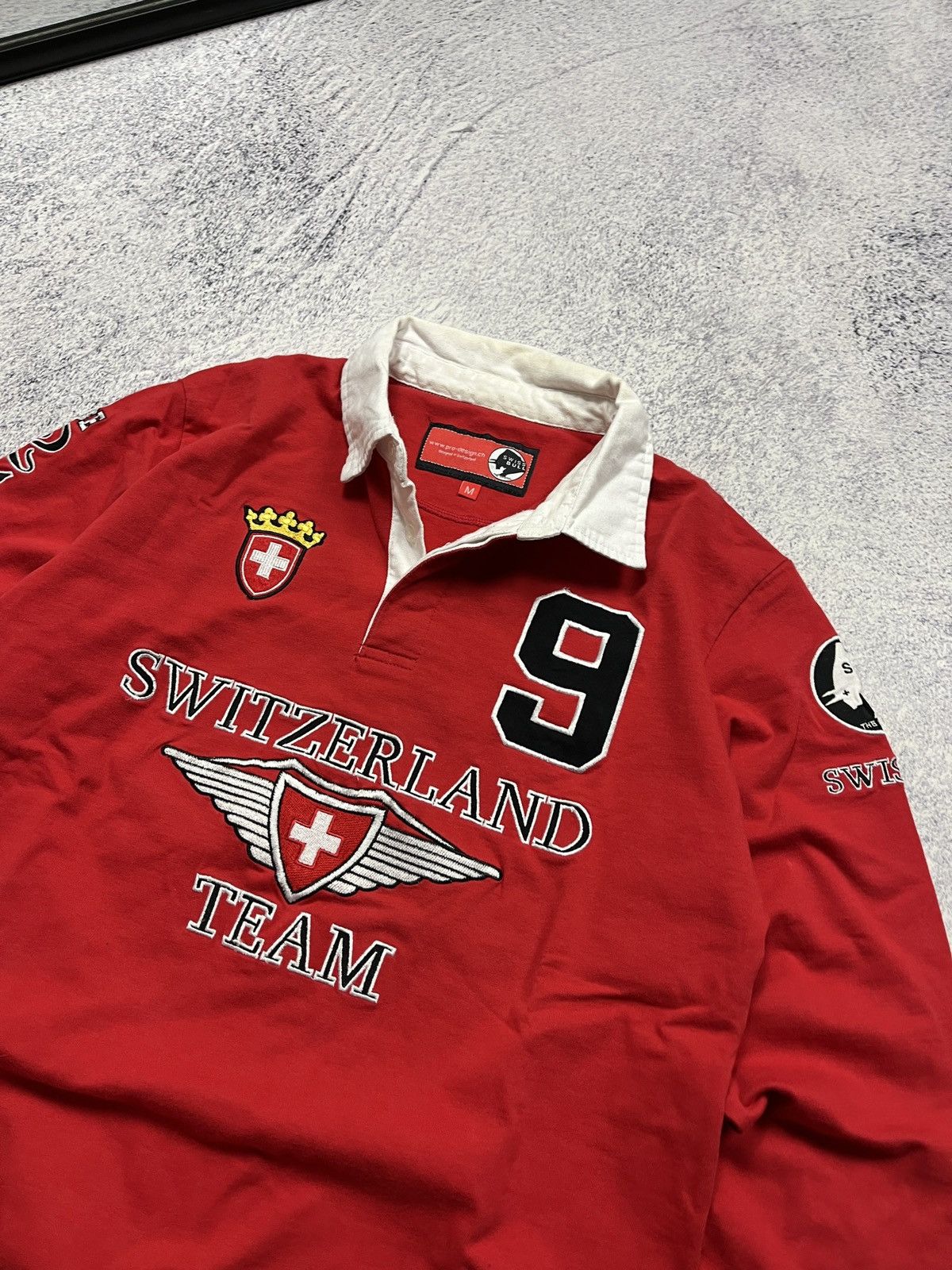 Vintage Vintage Swiss Bull Switzerland Team Rugby Longsleeve #9 Rare Size US M / EU 48-50 / 2 - 5 Thumbnail