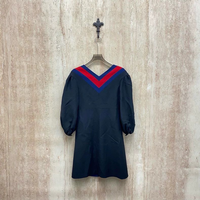 Gucci Gucci Show red and blue striped V-neck puff sleeve dress 25 Size S / US 4 / IT 40 - 1 Thumbnail