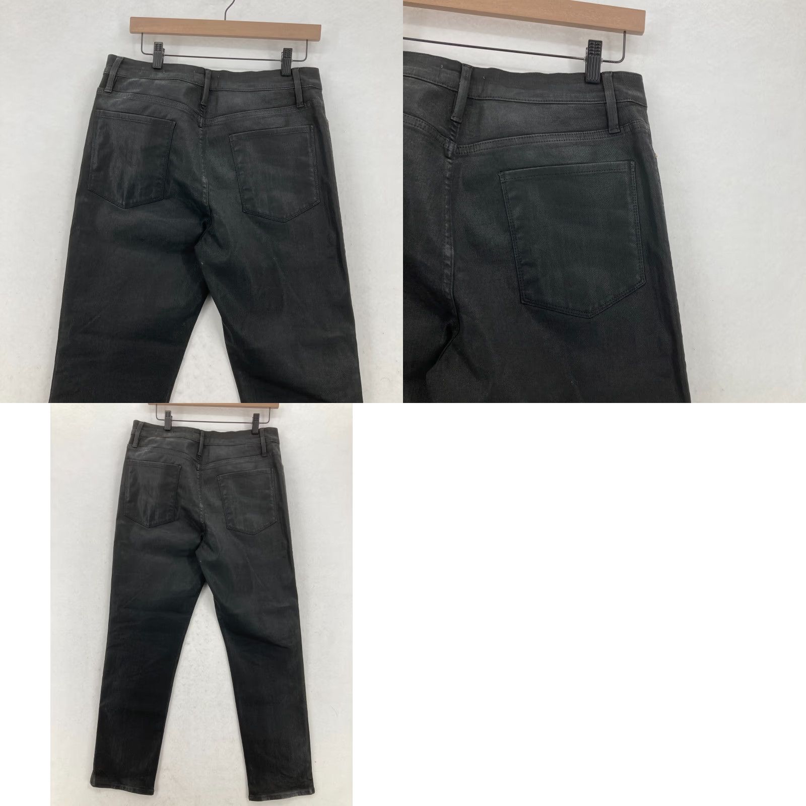 Frame FRAME Le Sylvie Slender Straight Wax Coated Jeans Women's 32 Black Slim Fit Denim 5-Pocket Size 24" / US 00 / IT 34 - 9 Thumbnail
