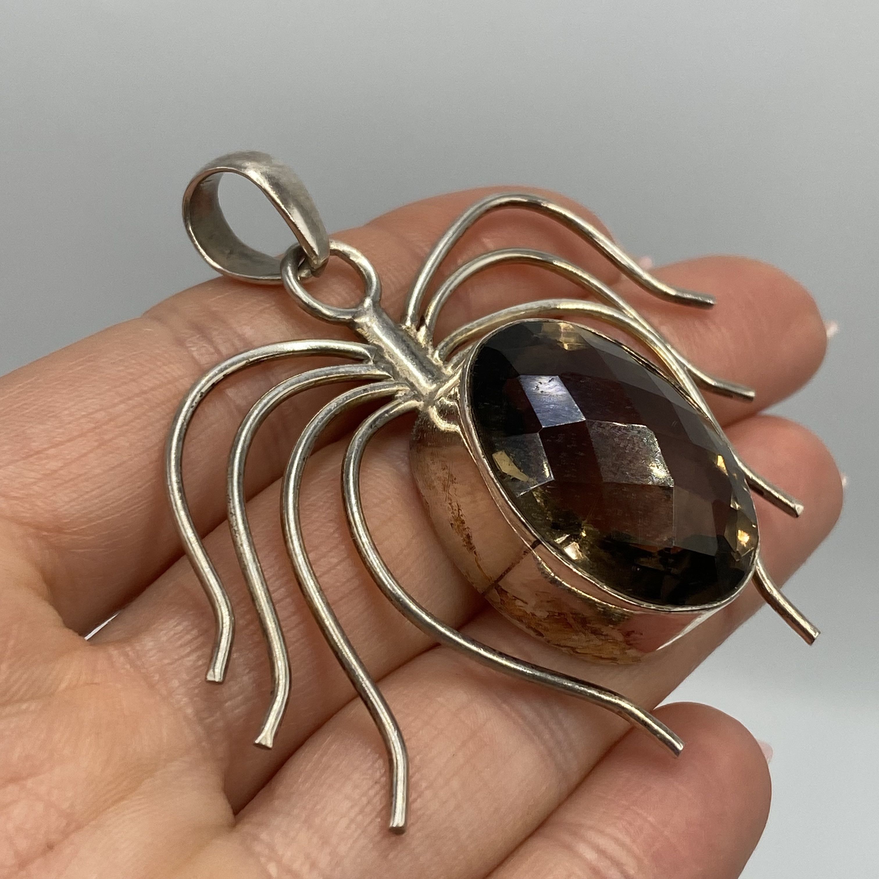 Sterling Silver Vintage Sterling Silver 925 Spider Pendant Smoky Quartz 20.5 Size ONE SIZE - 2 Thumbnail