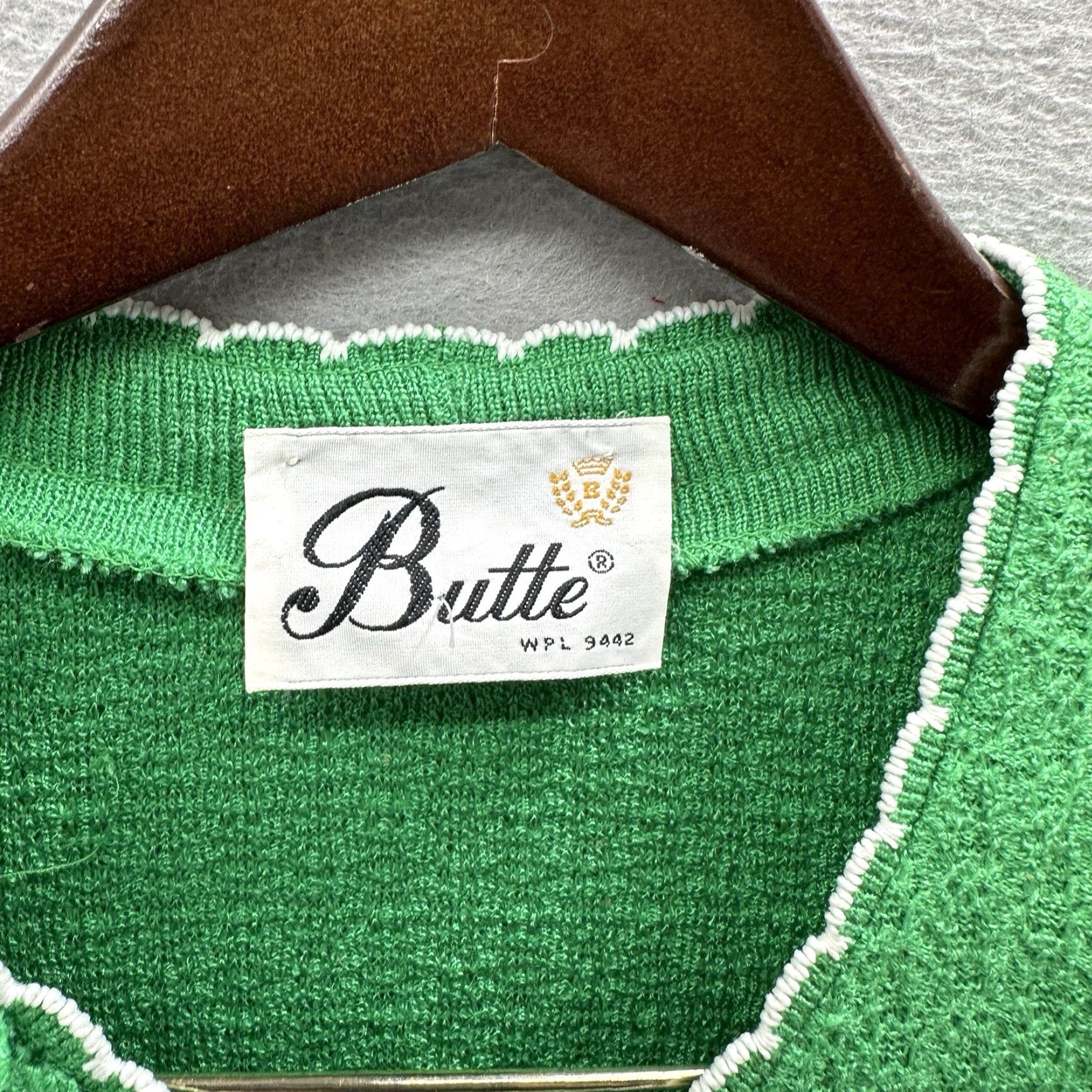 Vintage VINTAGE Butte Knit Dress Womens Medium Green A-Line Collared Short Sleeve Midi Belted 60s 70s Bohemian Size M / US 6-8 / IT 42-44 - 6 Thumbnail