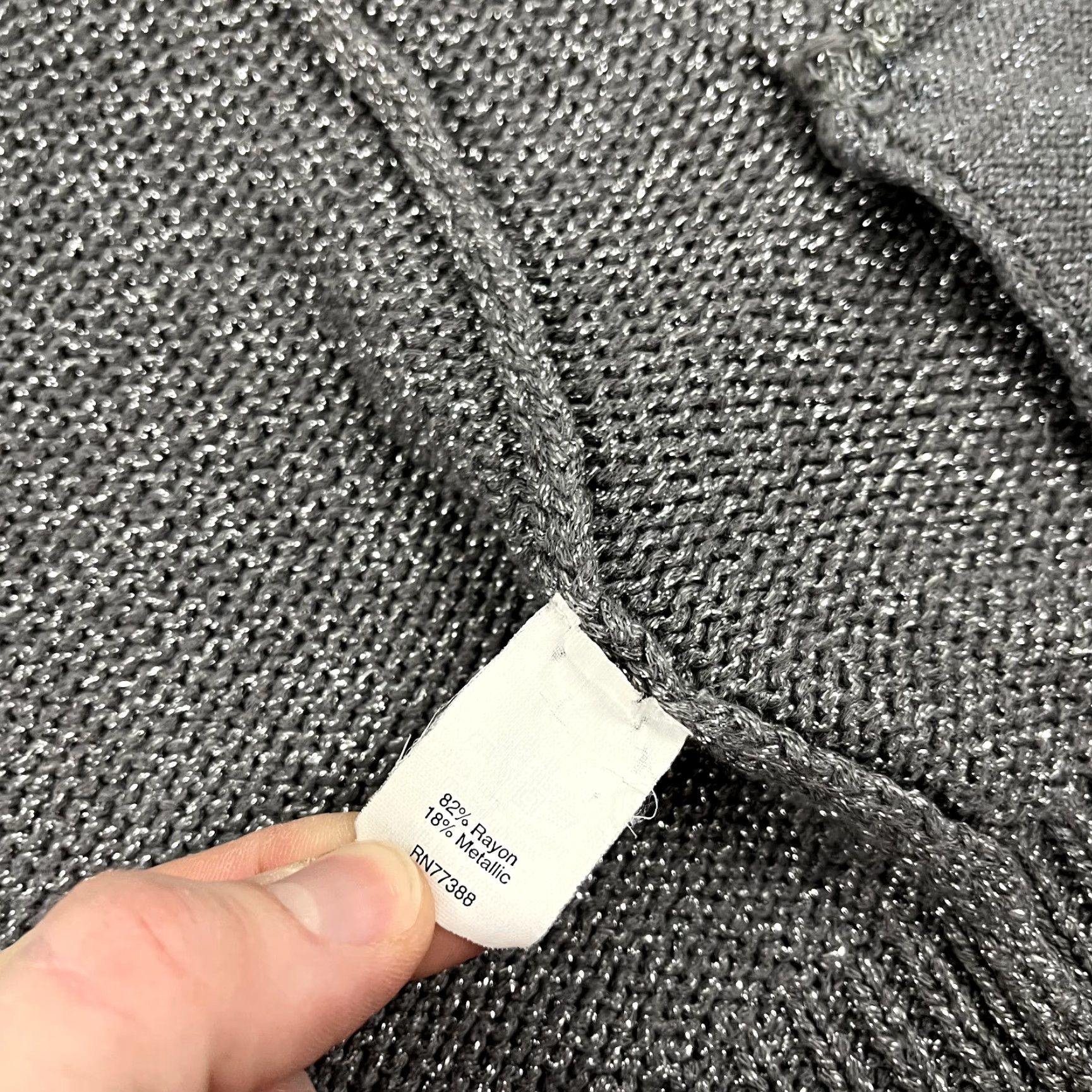 J.Crew VINTAGE J.CREW Open Front Cardigan Womens Medium Gray Shiny Metallic Pullover Sweater Size M / US 6-8 / IT 42-44 - 6 Thumbnail