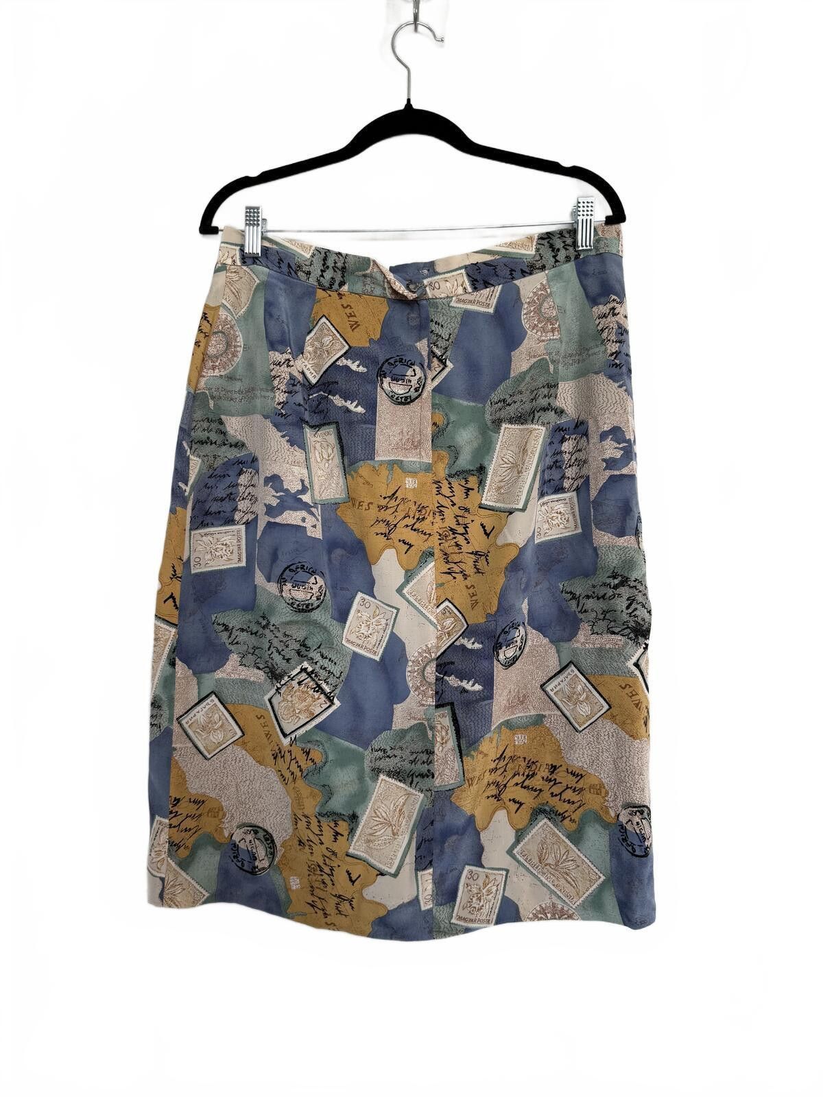 Quinn Quinn 100% Pure Silk Vintage Print Skirt Size 40" / US 18 - 3 Thumbnail
