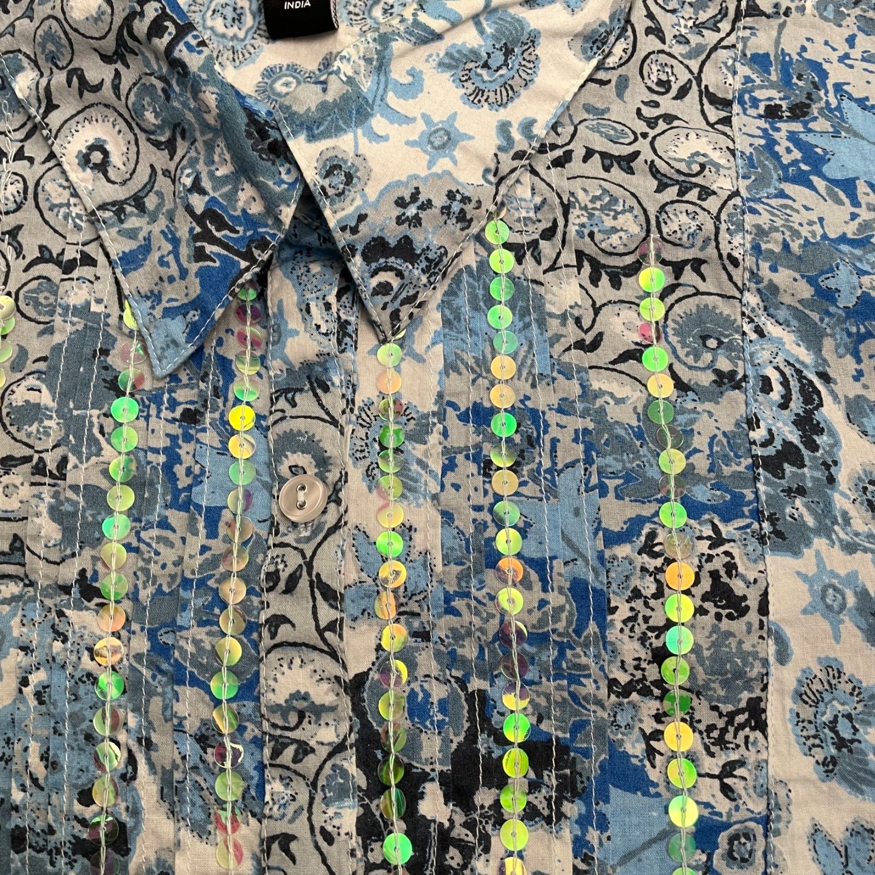 Vintage ERIKA Shirt Womens Large Blue Floral Paisley Long Sleeve Casual Size L / US 10 / IT 46 - 6 Thumbnail