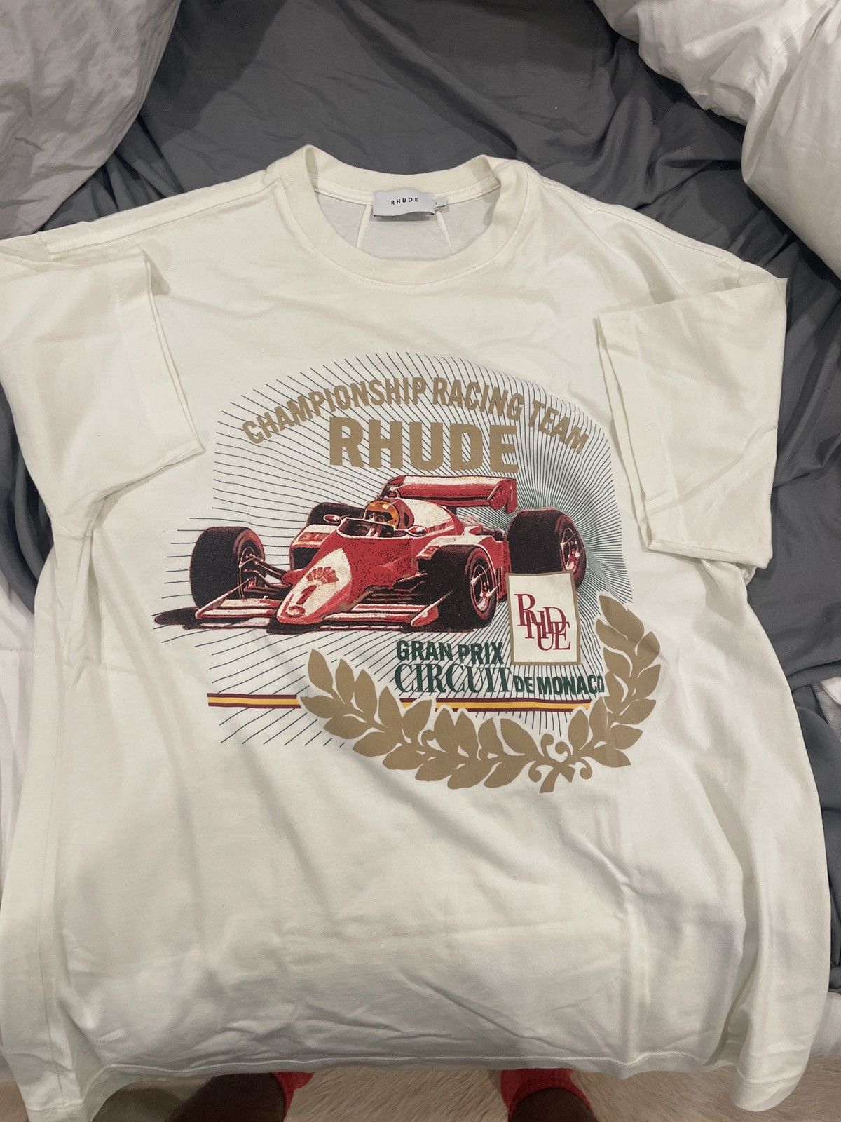 image of Rhude Racing Team Tee in White, Men's (Size Small)