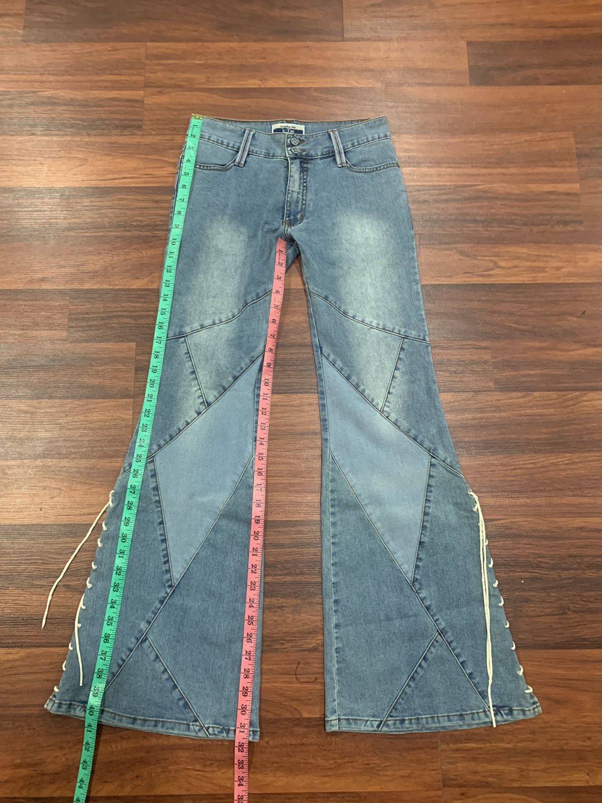 If Six Was Nine X-TM Lace Up Flared Strecthable Jeans Size 29" - 6 Thumbnail