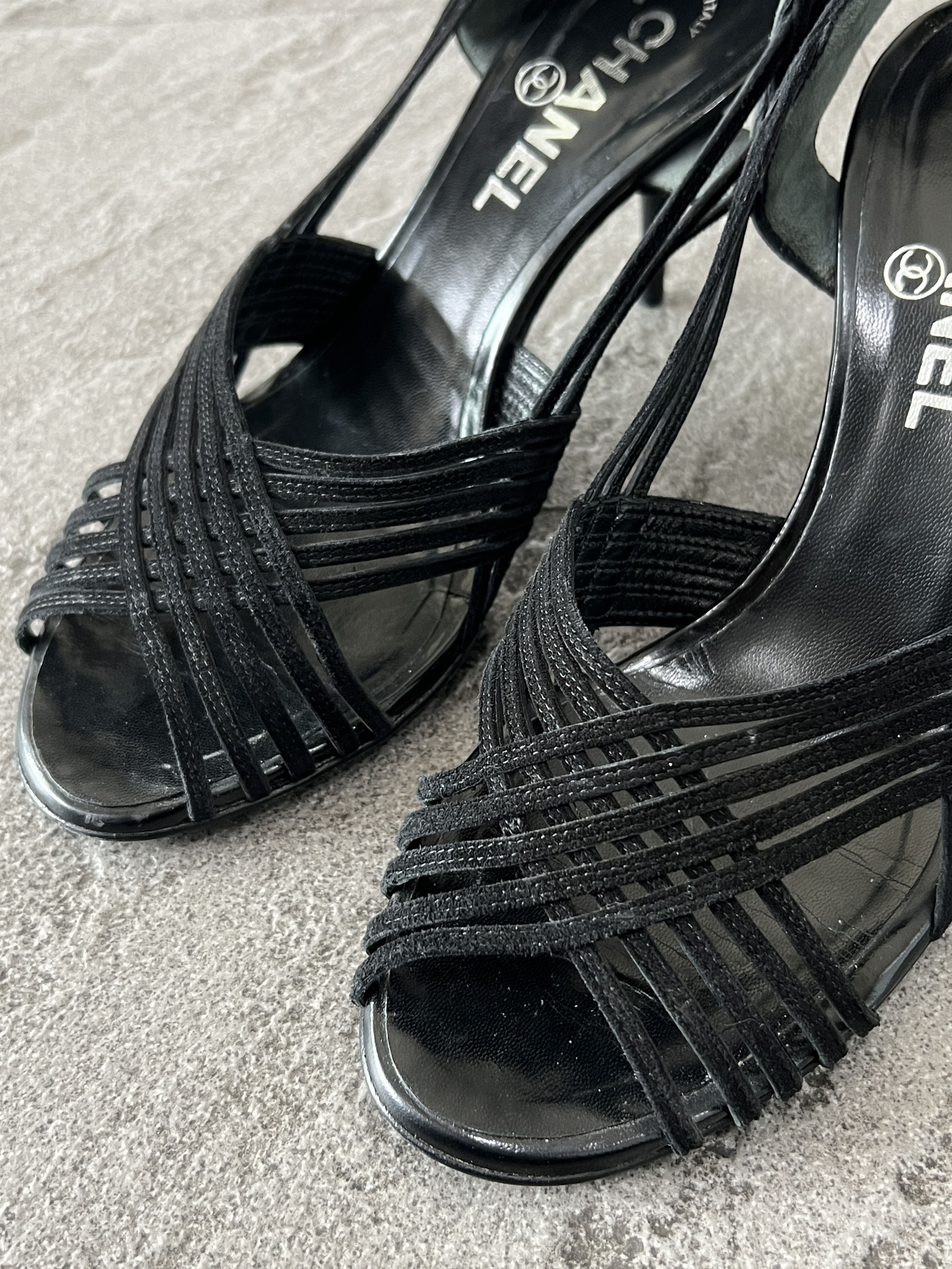 Chanel Chanel Black Strappy Slingback Heels CC Logo EU37 Size US 7 / IT 37 - 10 Thumbnail