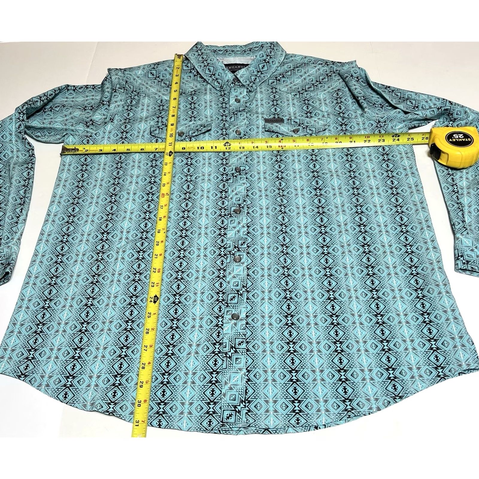 Vintage VINTAGE Panhandle Performance Mens XL Western Shirt Pearl Snap Aztec Turquoise Stretch Size US XL / EU 56 / 4 - 4 Thumbnail