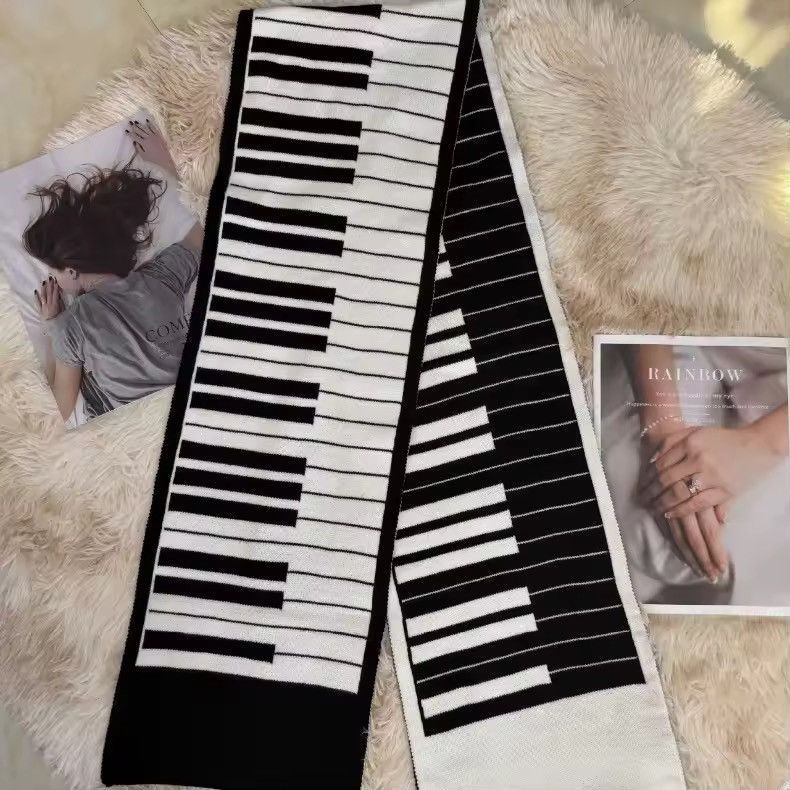 Other Japanese Style Piano Black White Warm Scarf Size ONE SIZE - 7 Thumbnail