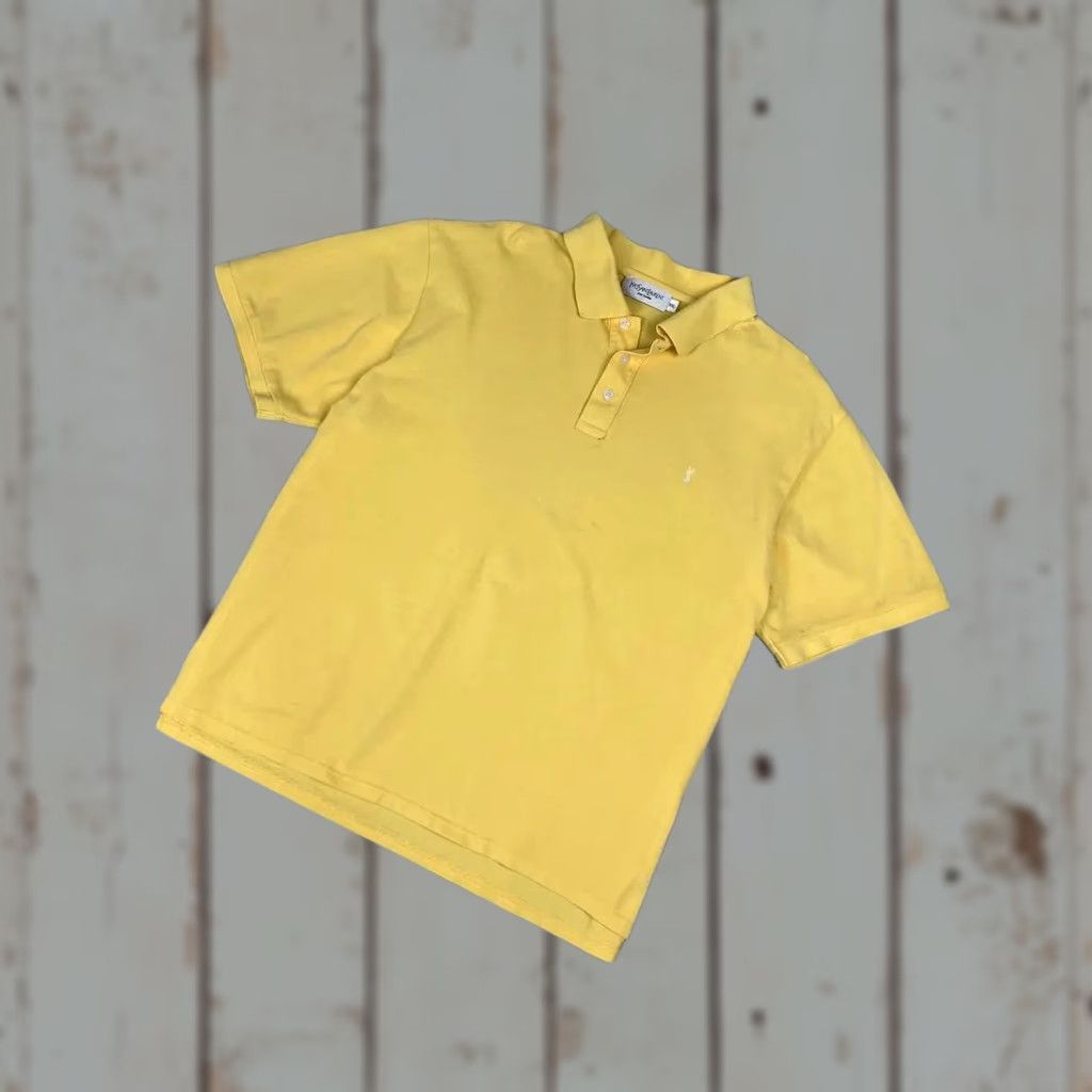 Yves Saint Laurent VINTAGE Saint Laurent Polo Shirt YSL Men 2XL Yellow Polo Mens 2XL Yellow Logo Cotton Short Sleeve Shirt Size US XXL / EU 58 / 5 - 1 Thumbnail