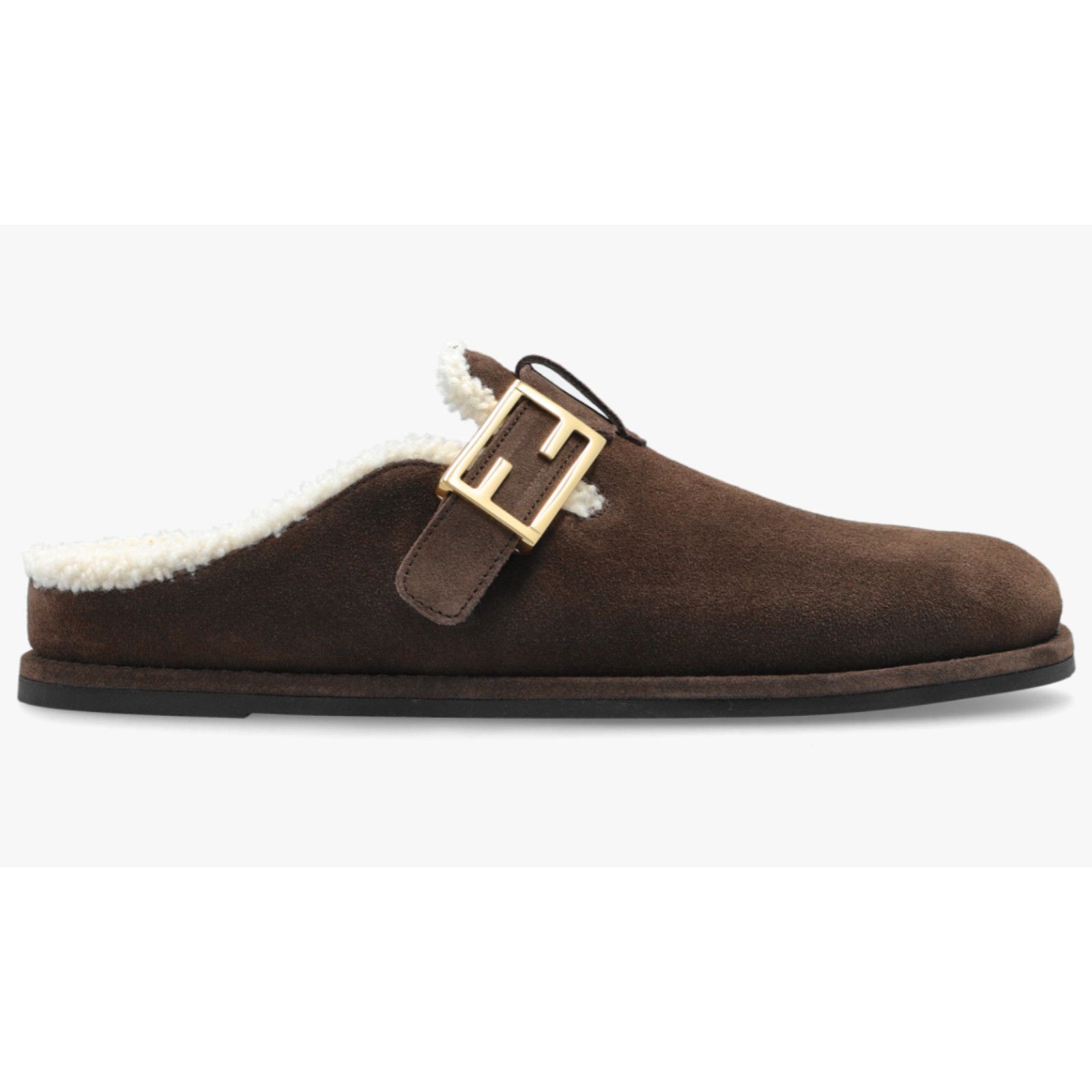 Fendi Fendi Feel Mules Brown Suede Shearling FF Gold Logo Slip On Size US 10.5 / IT 40.5 - 1 Thumbnail