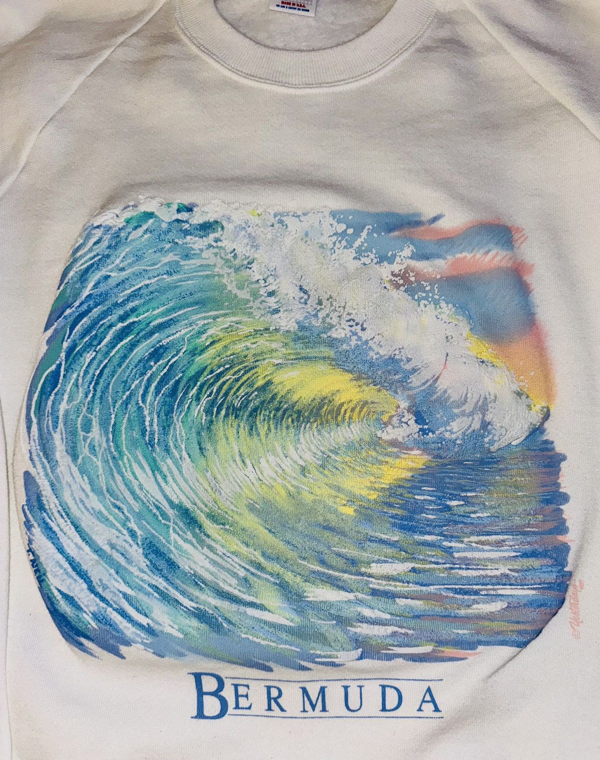Art Comes First × Jerzees Vintage 1989 Bermuda Wave Art Sweatshirt Size US XL / EU 56 / 4 - 2 Thumbnail