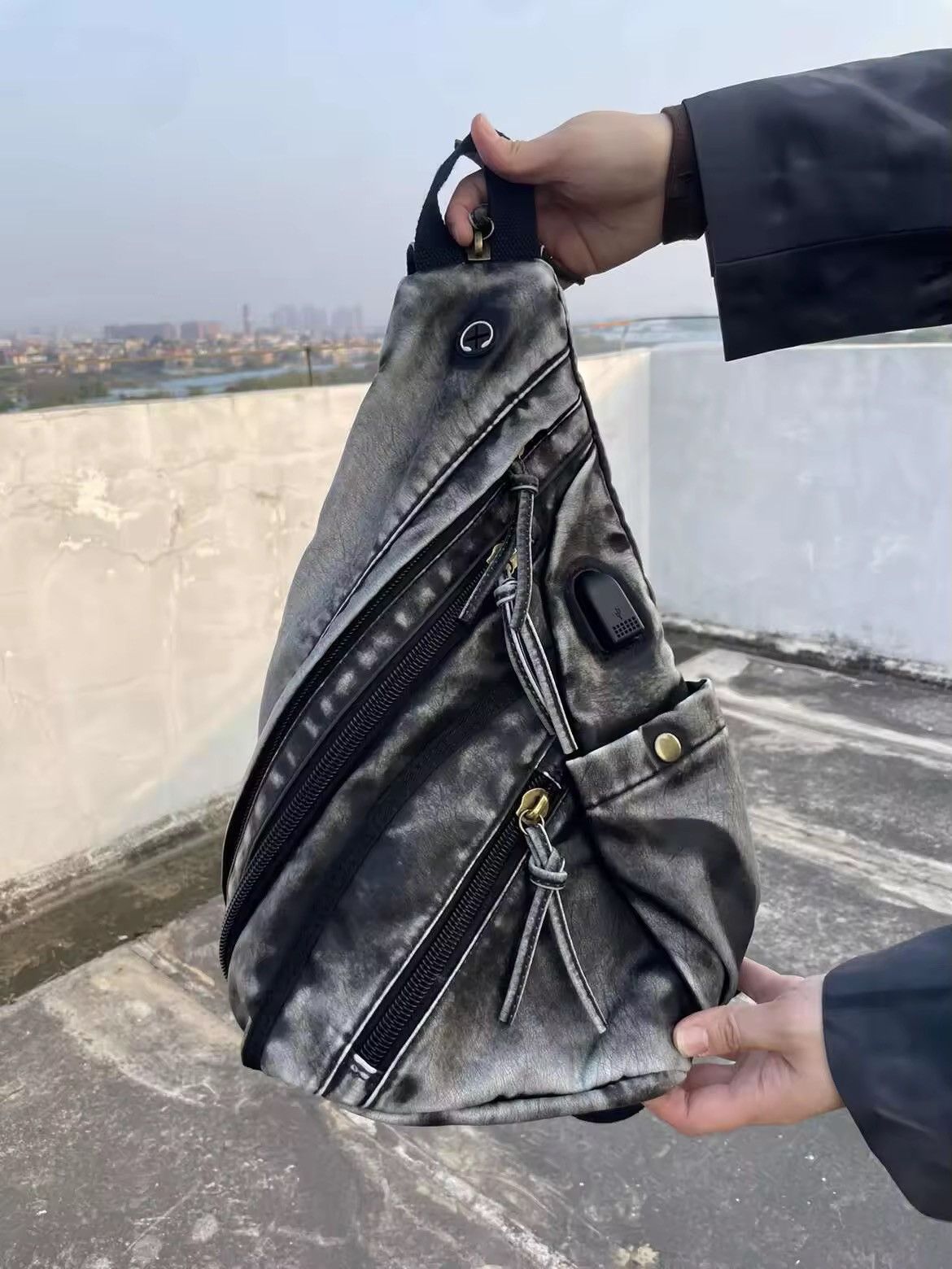 Other Washed Y2K Capacity Motorcycle Shoulder Crossbody Backpack Size ONE SIZE - 1 Thumbnail