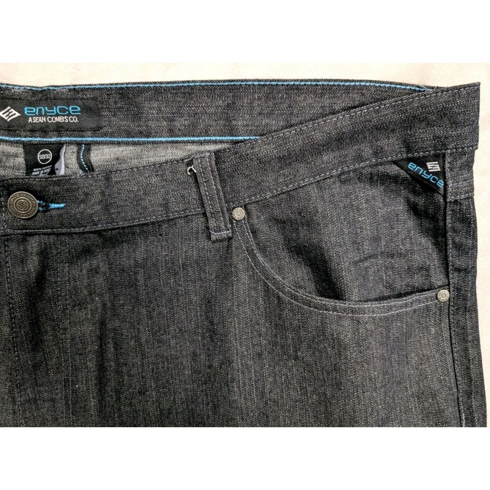 Enyce Enyce Jeans Mens 50 Blue Embroidered Baggy Hip Hop Denim Relaxed Fit Streetwear Jeans Size US 34 / EU 50 - 7 Thumbnail