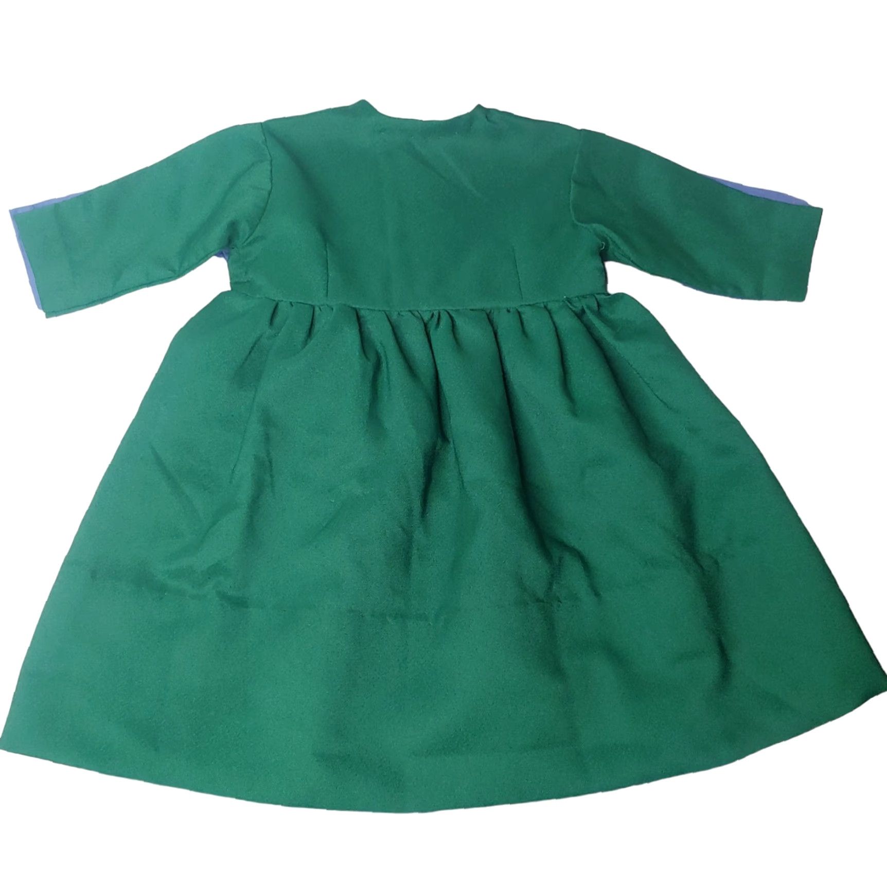Vintage VINTAGE Handmade Girls Dress Slip Dress Green Blue Cotton Polyester Long Sleeve Ethnic/Peasant 32" sweep 44.5" sweep Womens? Size ONE SIZE - 2 Thumbnail