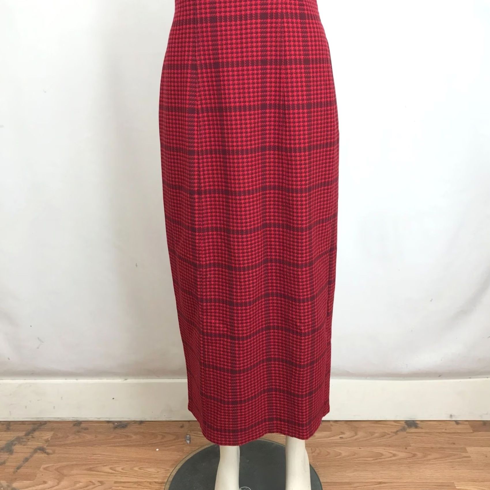 Vintage PILCRO WOMEN'S Dress Sleeveless Square Neck Red Plaid Midi 6, Shirt? Size M / US 6-8 / IT 42-44 - 3 Thumbnail