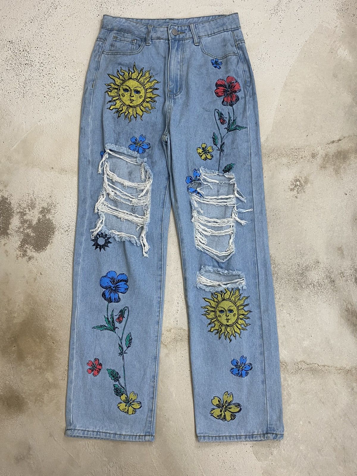 Beauty Beast × Japanese Brand × Le Grande Bleu (L.G.B.) Unisex Sunshine and Flower Floral Printed High Waist Size US 28 / EU 44 - 2 Thumbnail