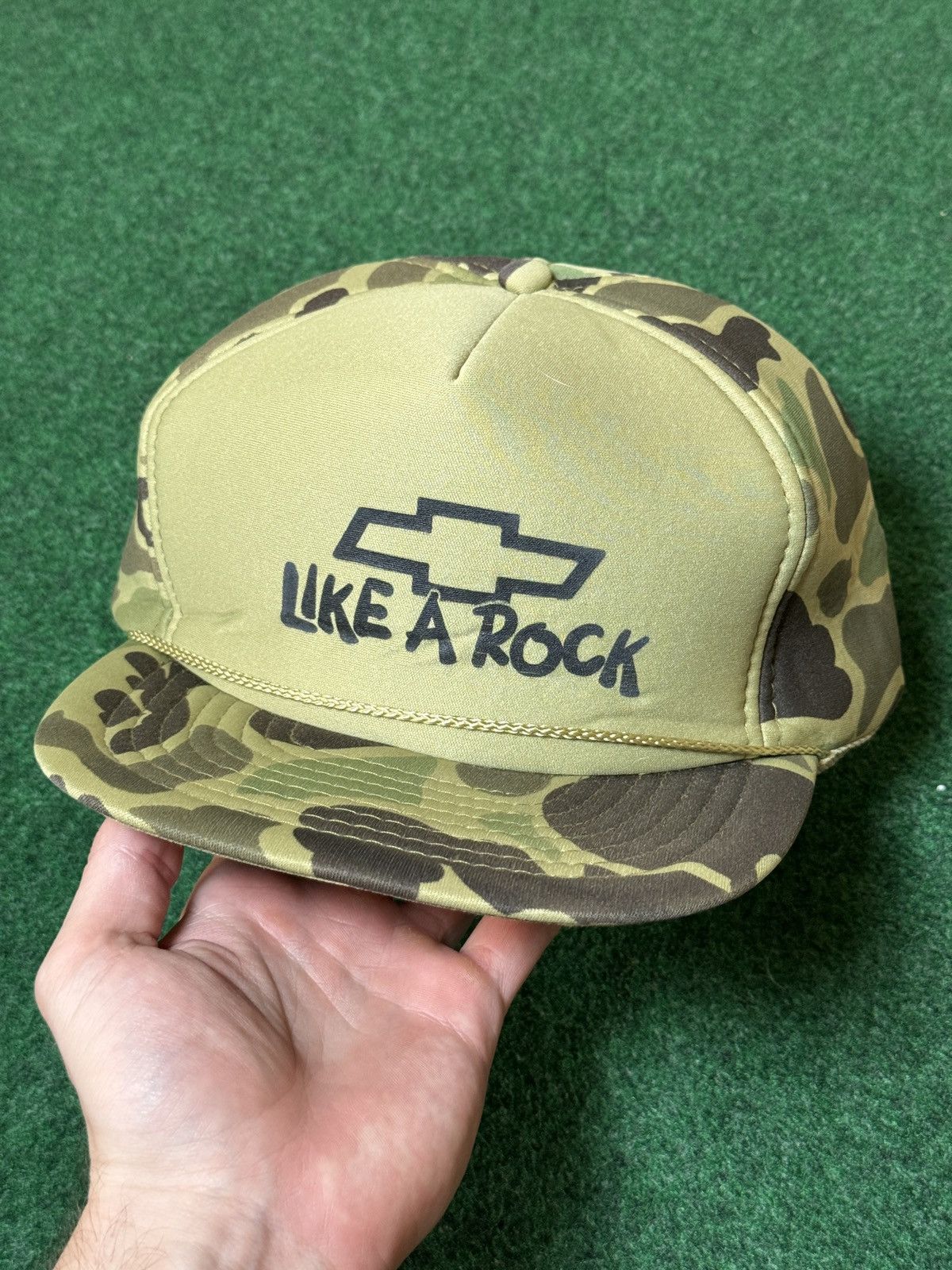 Chevrolet × Vintage Vtg 90s Duck Camo Chevy Like A Rock Snapback Trucker Hat Size ONE SIZE - 1 Thumbnail