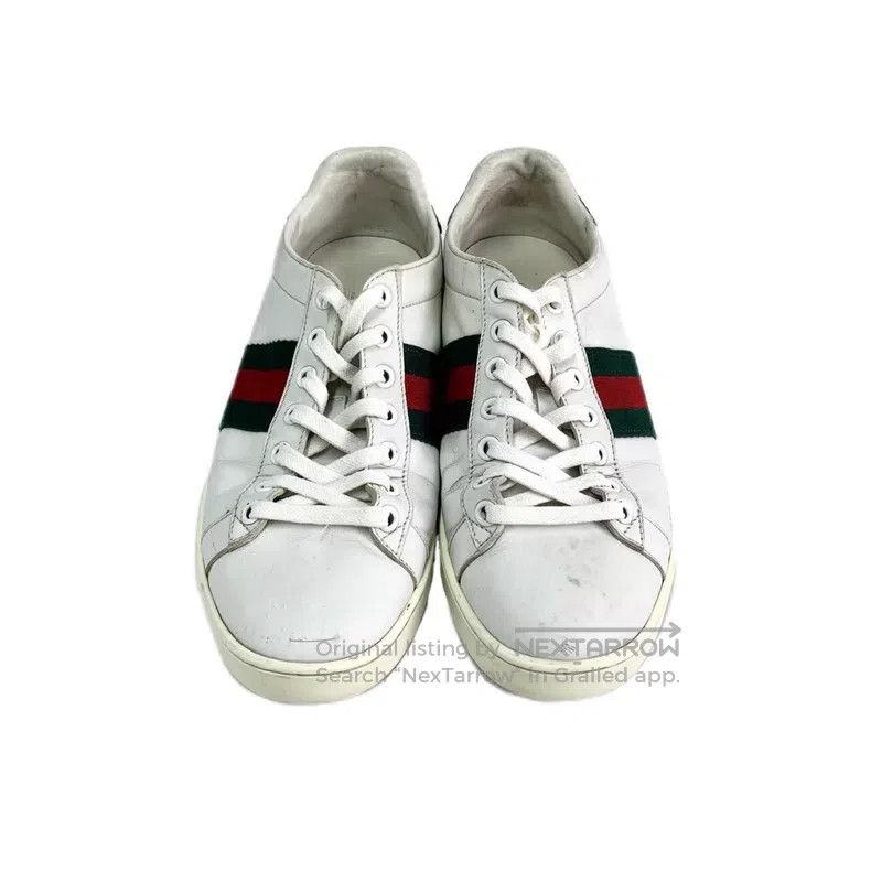Gucci Gucci Ace series white striped webbing lace-up casual flat Size US 6.5 / IT 36.5 - 3 Thumbnail