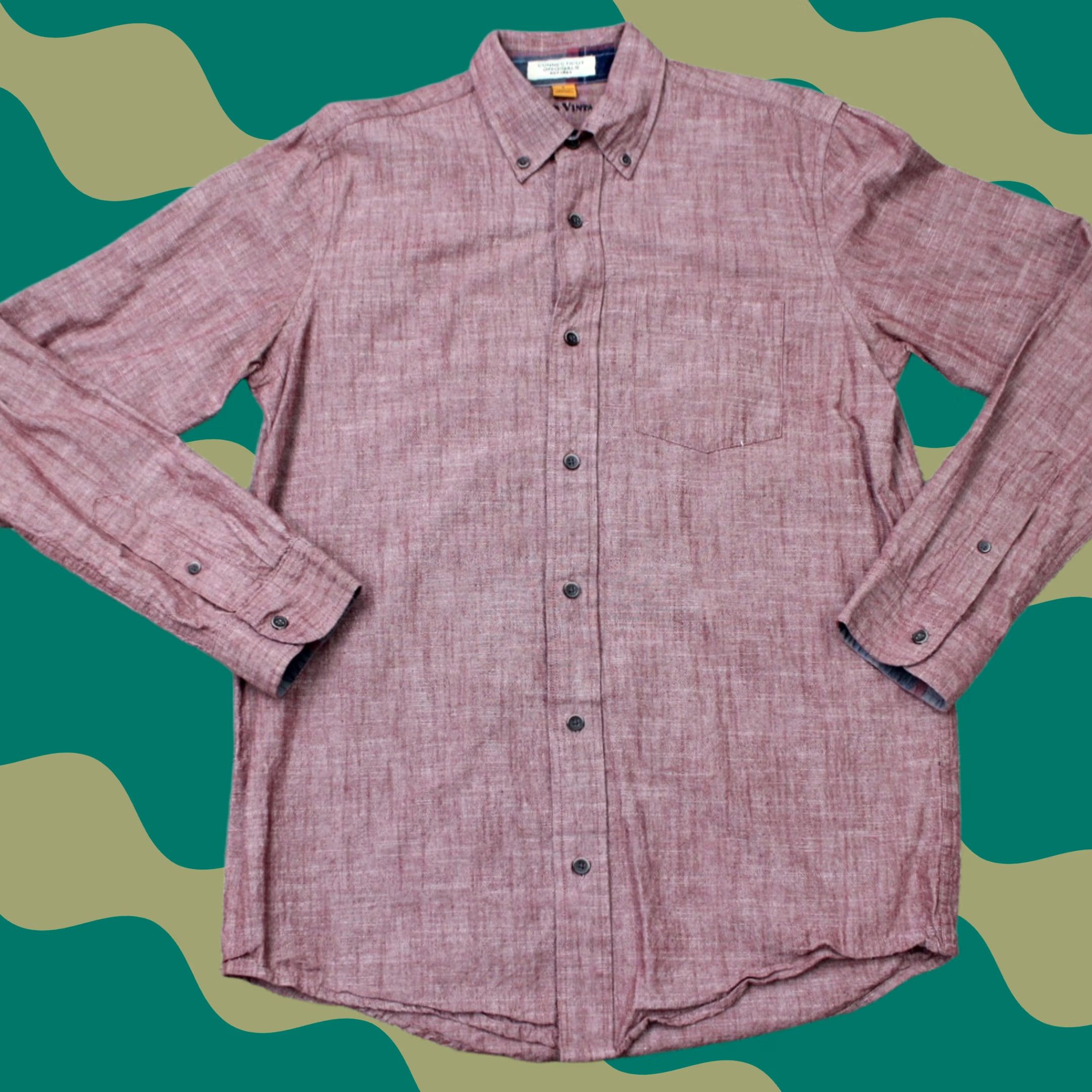 Vintage Tailor Vintage Shirt Mens Small Heather Red Flip Cuff 100% Cotton Long Sleeve Shirt Size US S / EU 44-46 / 1 - 1 Thumbnail