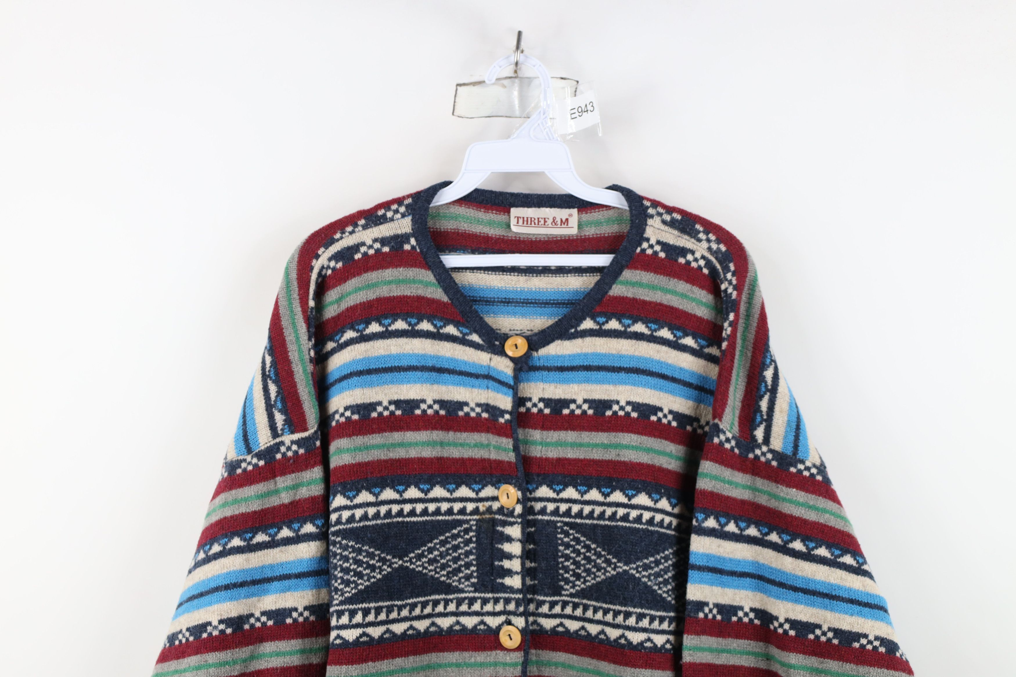 Vintage Vintage 90s Streetwear Fair Isle Knit Cardigan Sweater Size L / US 10 / IT 46 - 2 Thumbnail