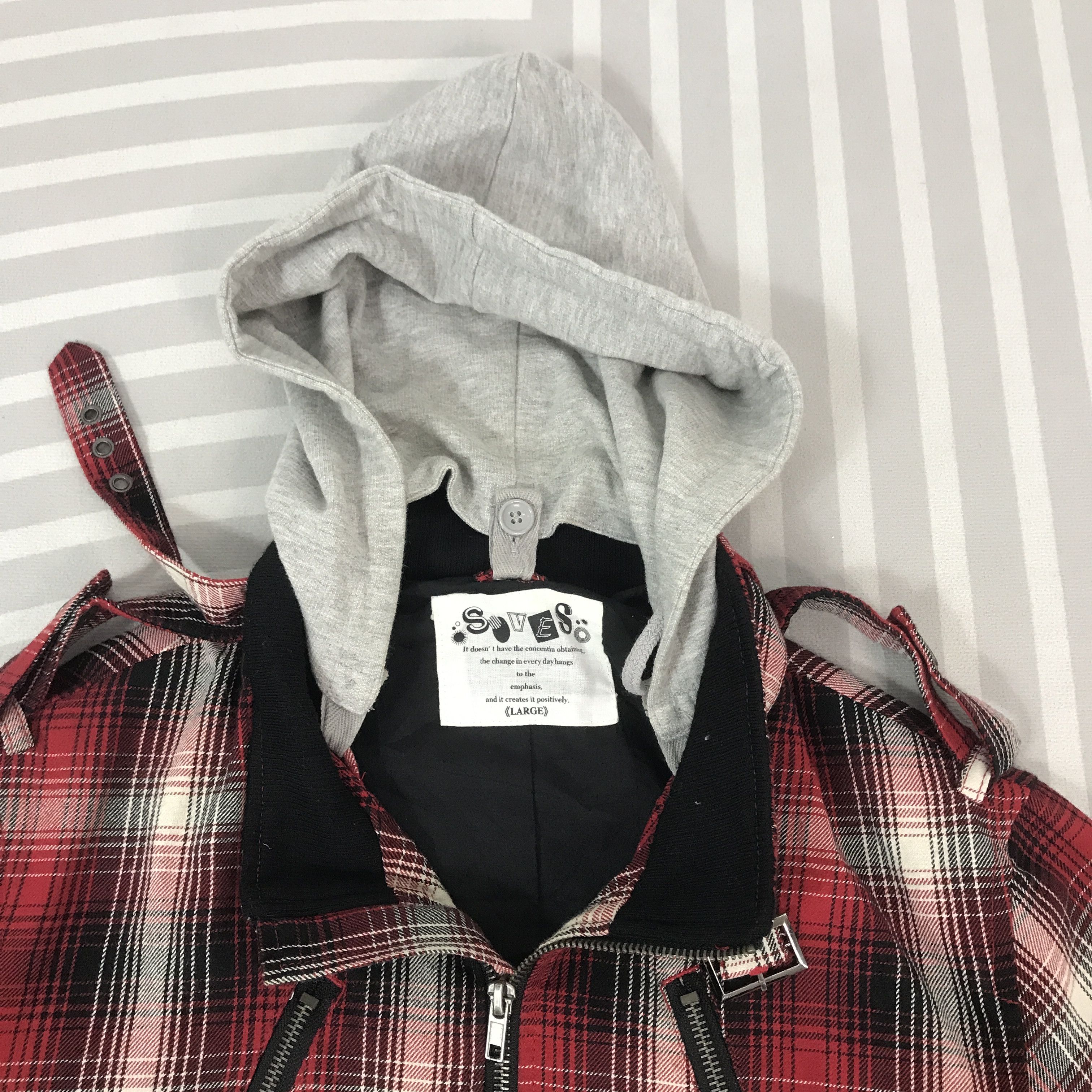 Japanese Brand Vintage Soves Punk Style tartan hoodie Jacket K62B17 Size US L / EU 52-54 / 3 - 8 Thumbnail