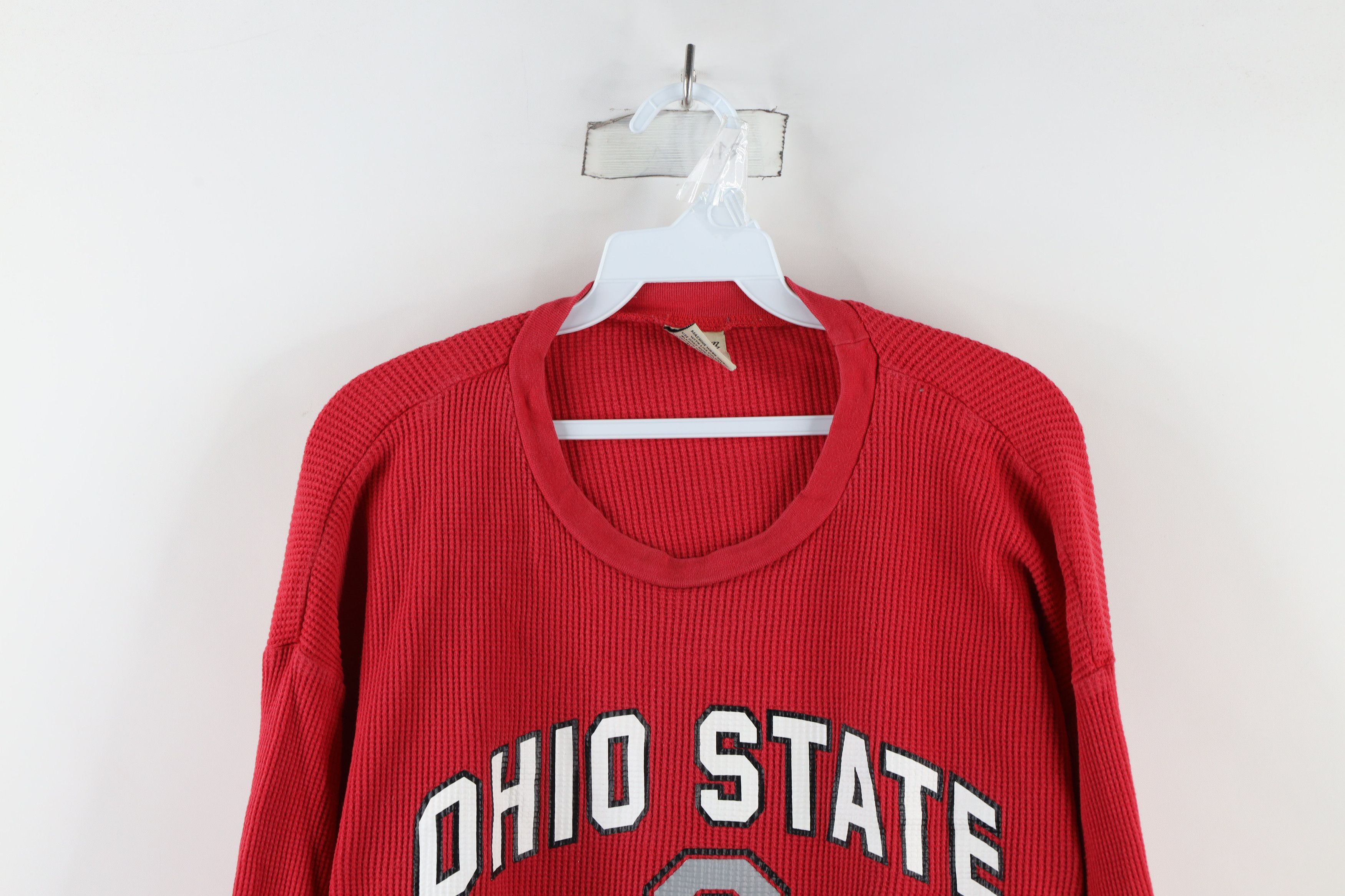 Vintage Vintage State University Thermal Waffle Knit T-Shirt Red Size US XL / EU 56 / 4 - 2 Thumbnail