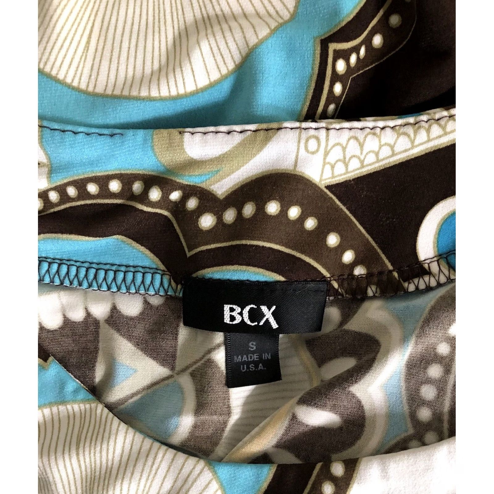 Vintage Vintage 90s BCX Sleeveless Tank Top S Aqua Blue Mod Geo Funky Retro Hippie Art Size S / US 4 / IT 40 - 4 Thumbnail