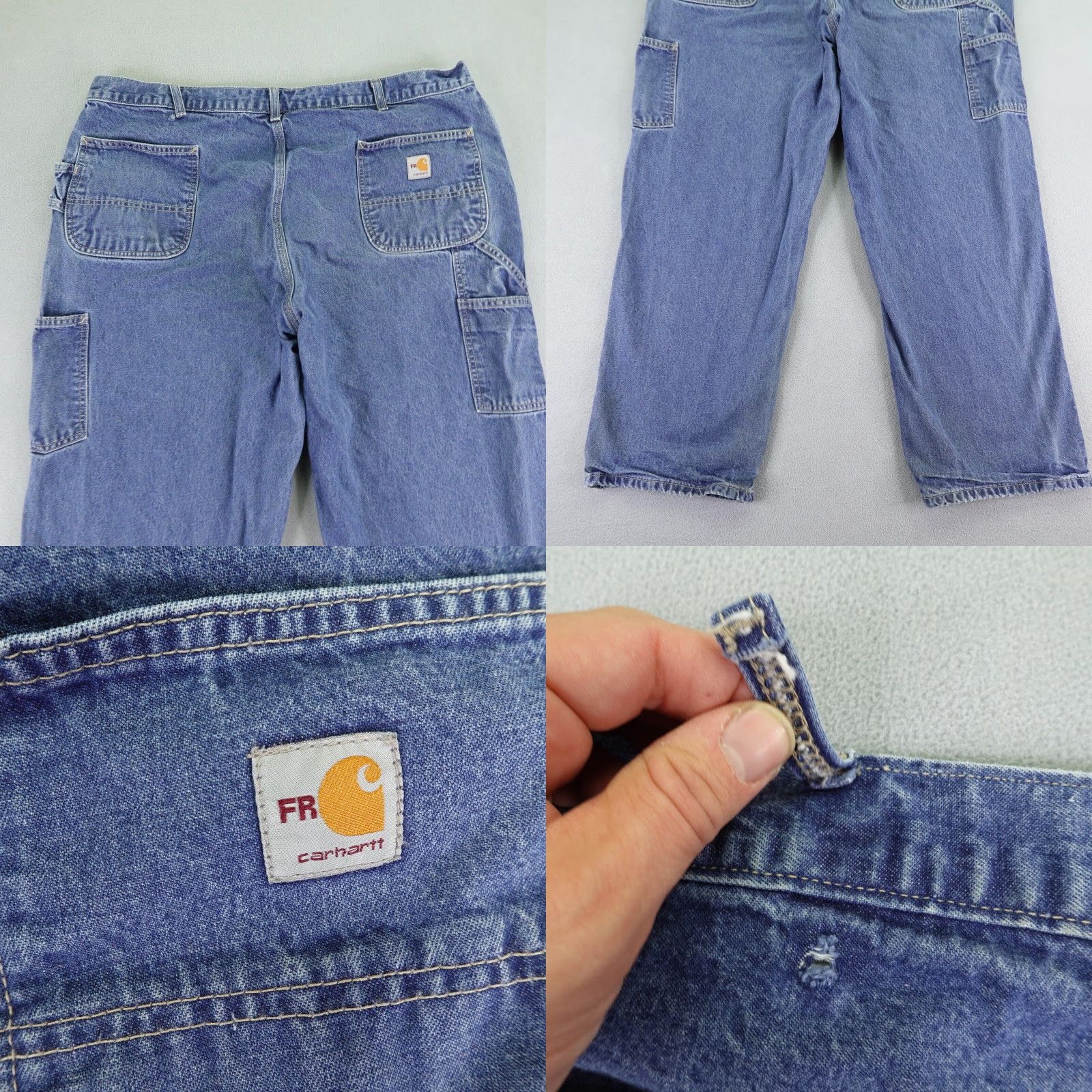 Carhartt VINTAGE Carhartt Jeans Mens 44x30 Denim Flame Resistant Carpenter Regular Fit Big & Tall Blue Size US 42 / EU 58 - 8 Thumbnail