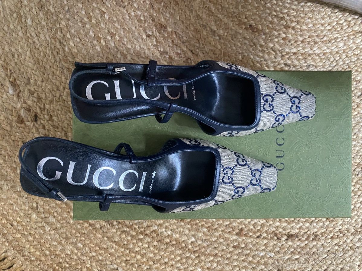 Gucci Gucci GG cloth sling back heels in ‘beige crystal’ Size US 6 / IT 36 - 1 Thumbnail