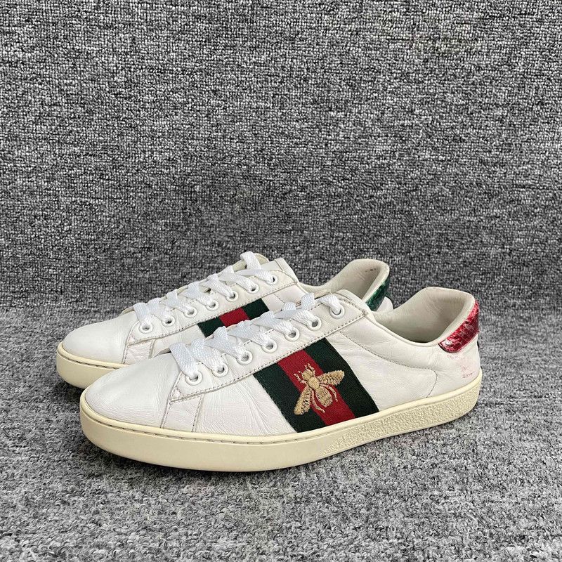 Gucci Gucci Ace White Leather Low-Top Sneakers 0079 Size US 7.5 / EU 40-41 - 1 Thumbnail