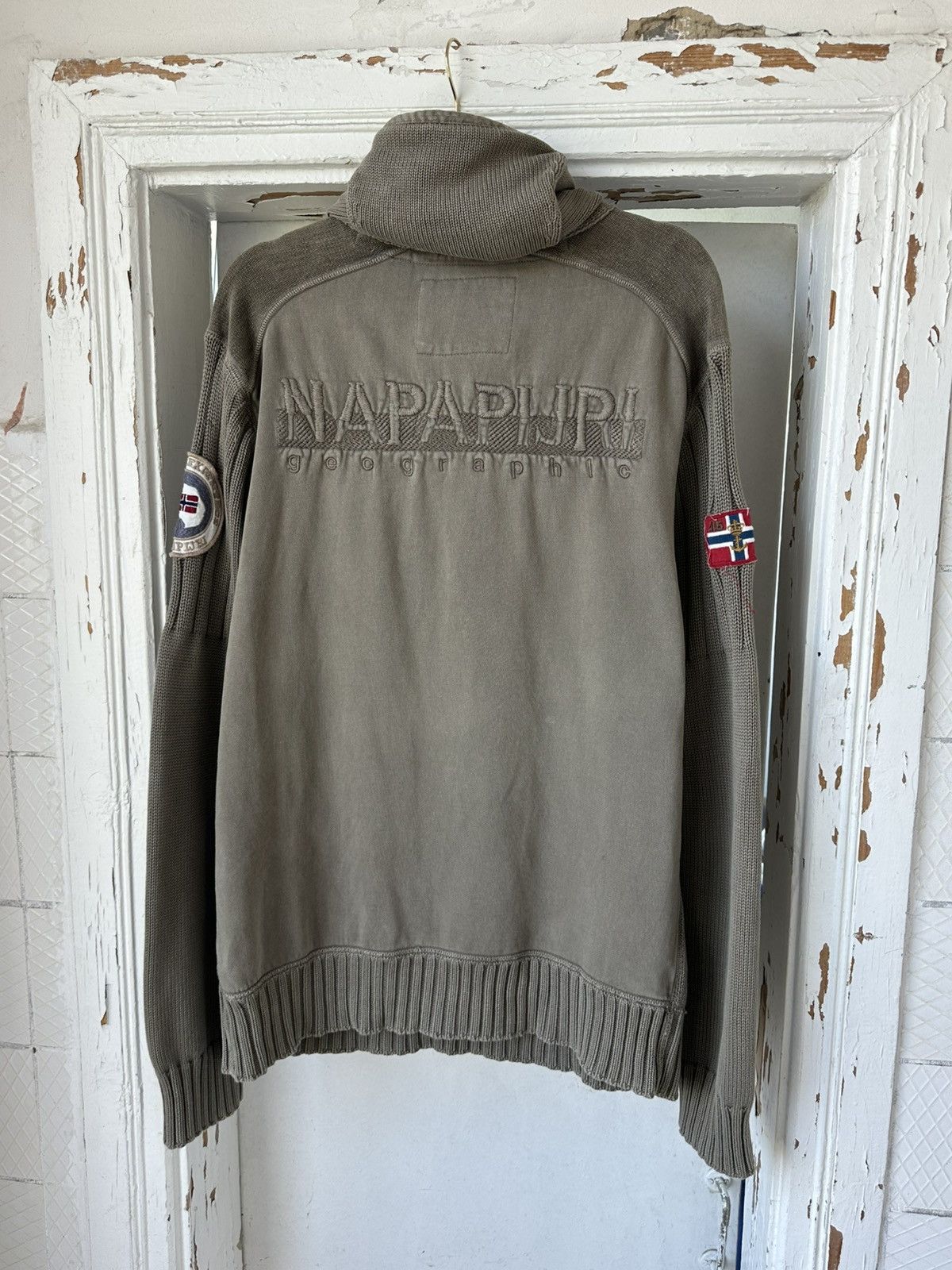 Napapijri × Vintage Vintage Napapijri Khaki Bondage Jumper Size US XL / EU 56 / 4 - 7 Thumbnail