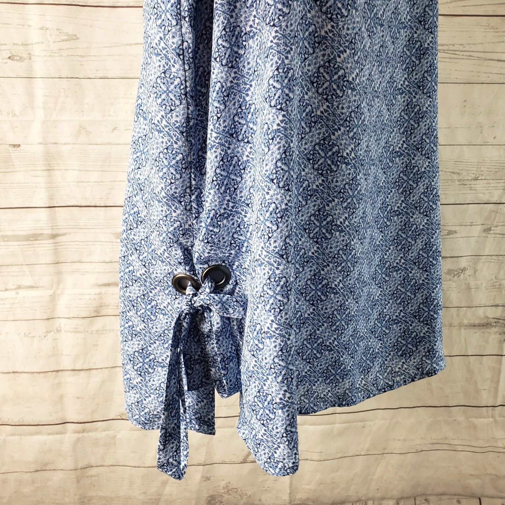 Vintage Laurie Felt Womens Blouse Size S Blue White Cold Shoulder Side Ties Shirt Size S / US 4 / IT 40 - 4 Thumbnail