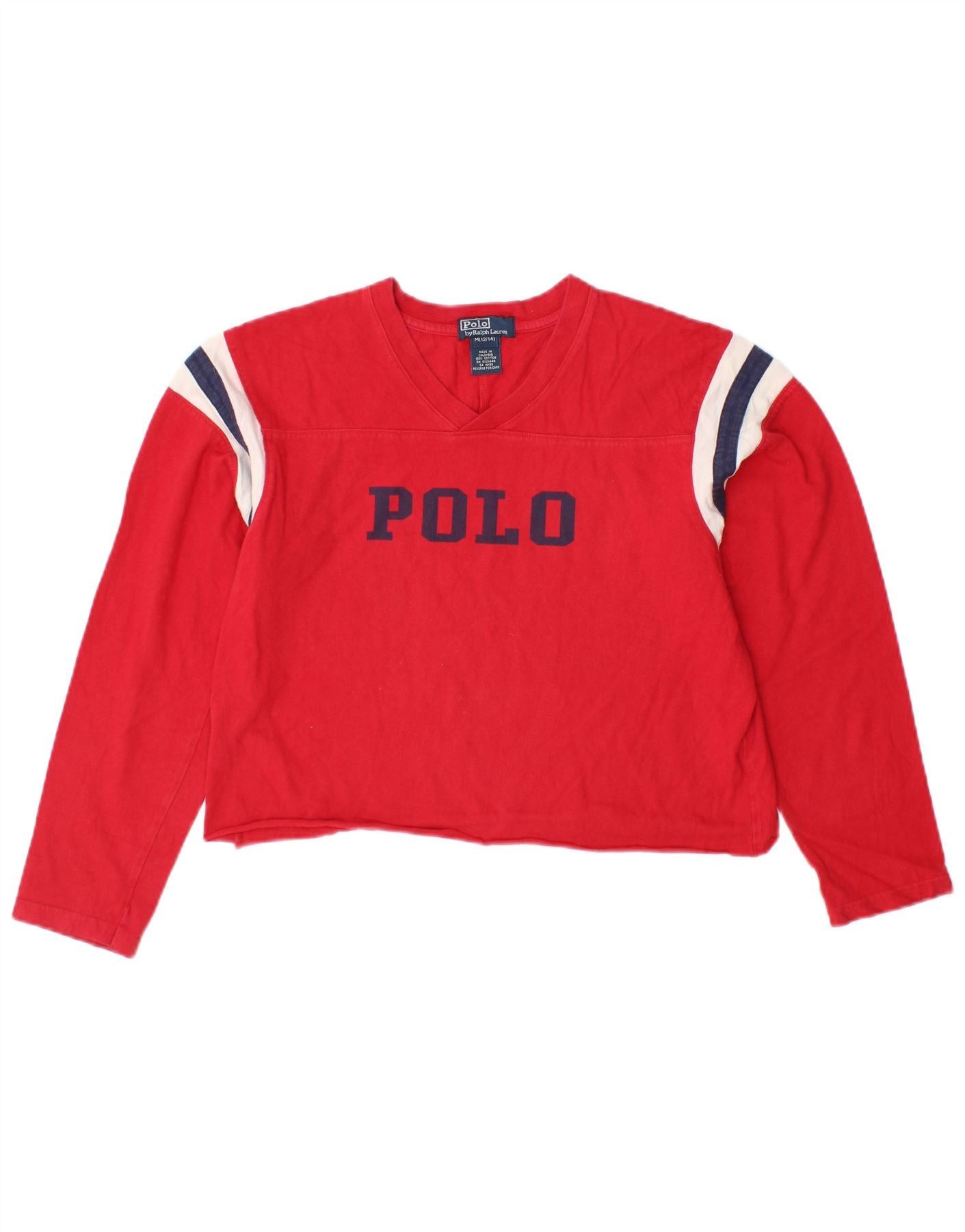 Polo Ralph Lauren Girls Graphic Top Long Sleeve 12-13 Years Medium Red Size M / US 6-8 / IT 42-44 - 1 Thumbnail