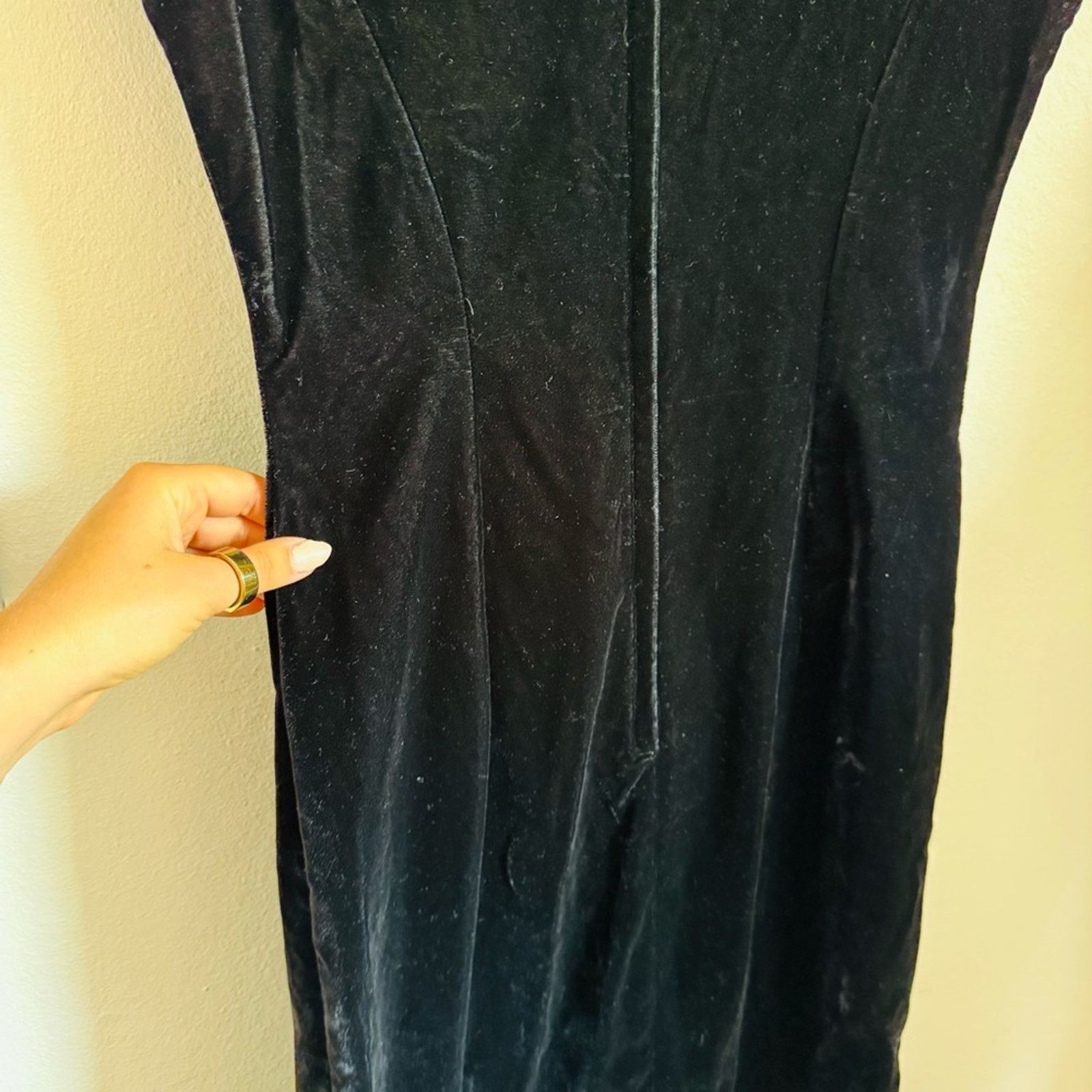 VINTAGE GUNNE SAX Black Velvet Cap Slit Maxi Dress Gown